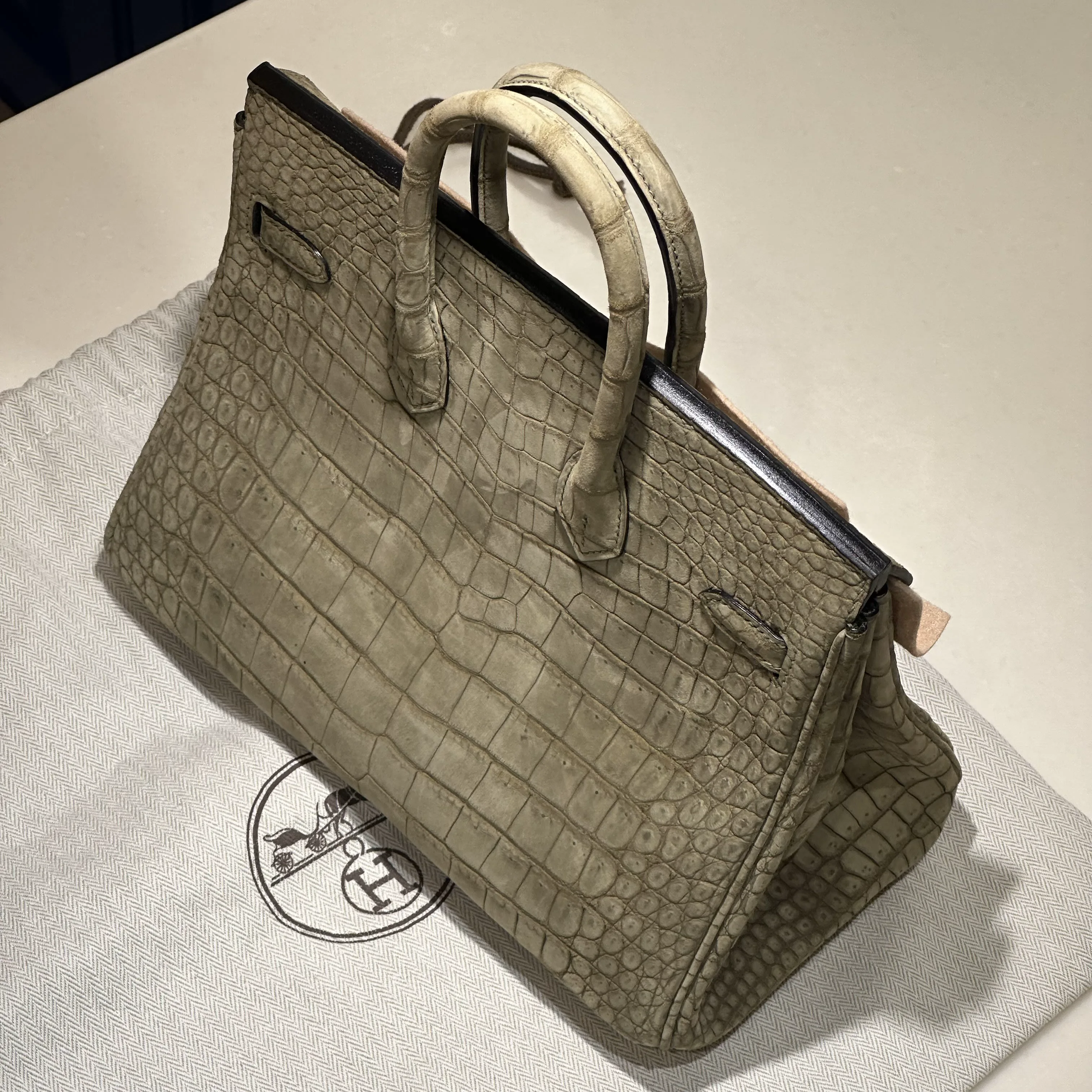 Hermes Birkin 25 cm Porosus Crocodile Leather PHW миниатюра 2
