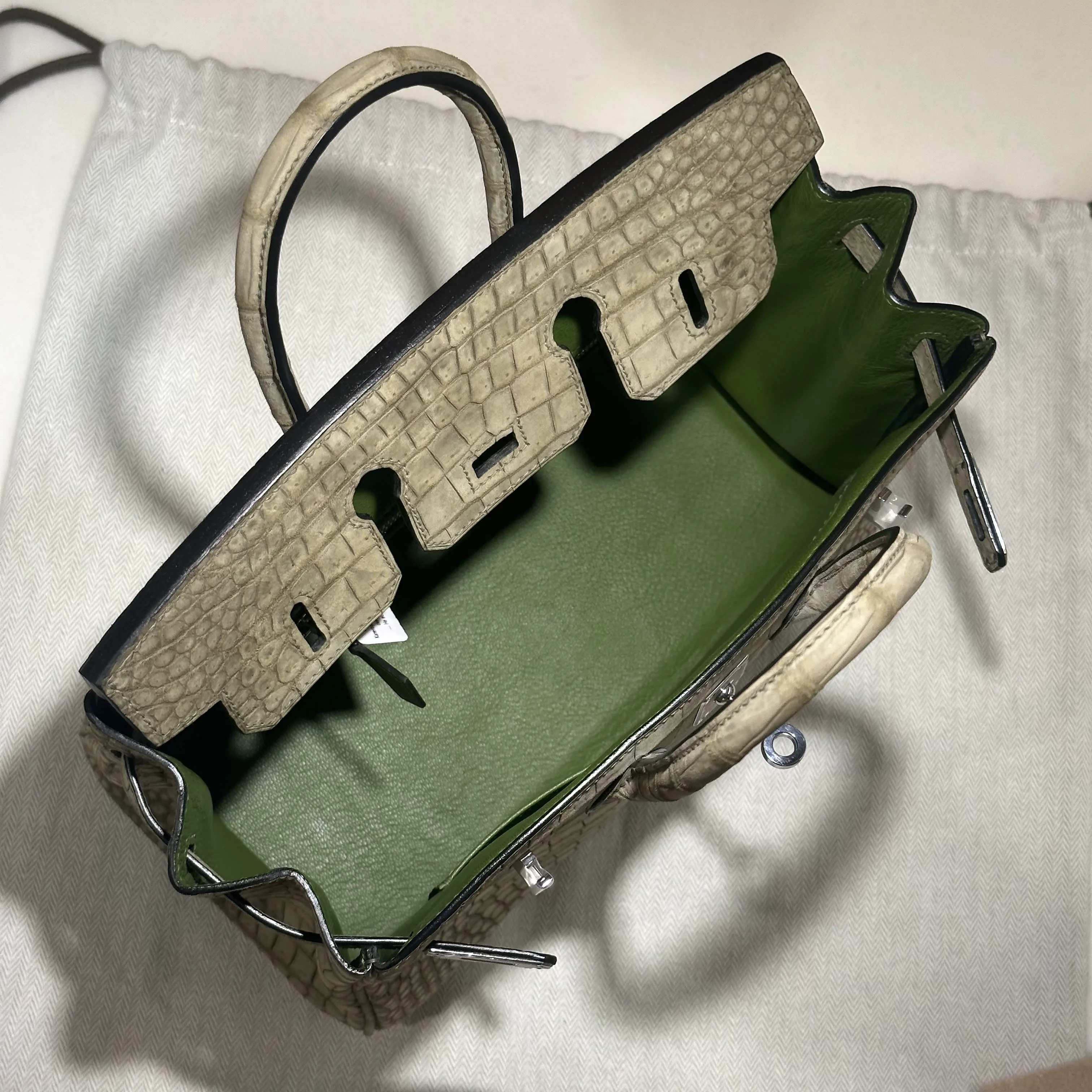 Hermes Birkin 25 cm Porosus Crocodile Leather PHW миниатюра 3