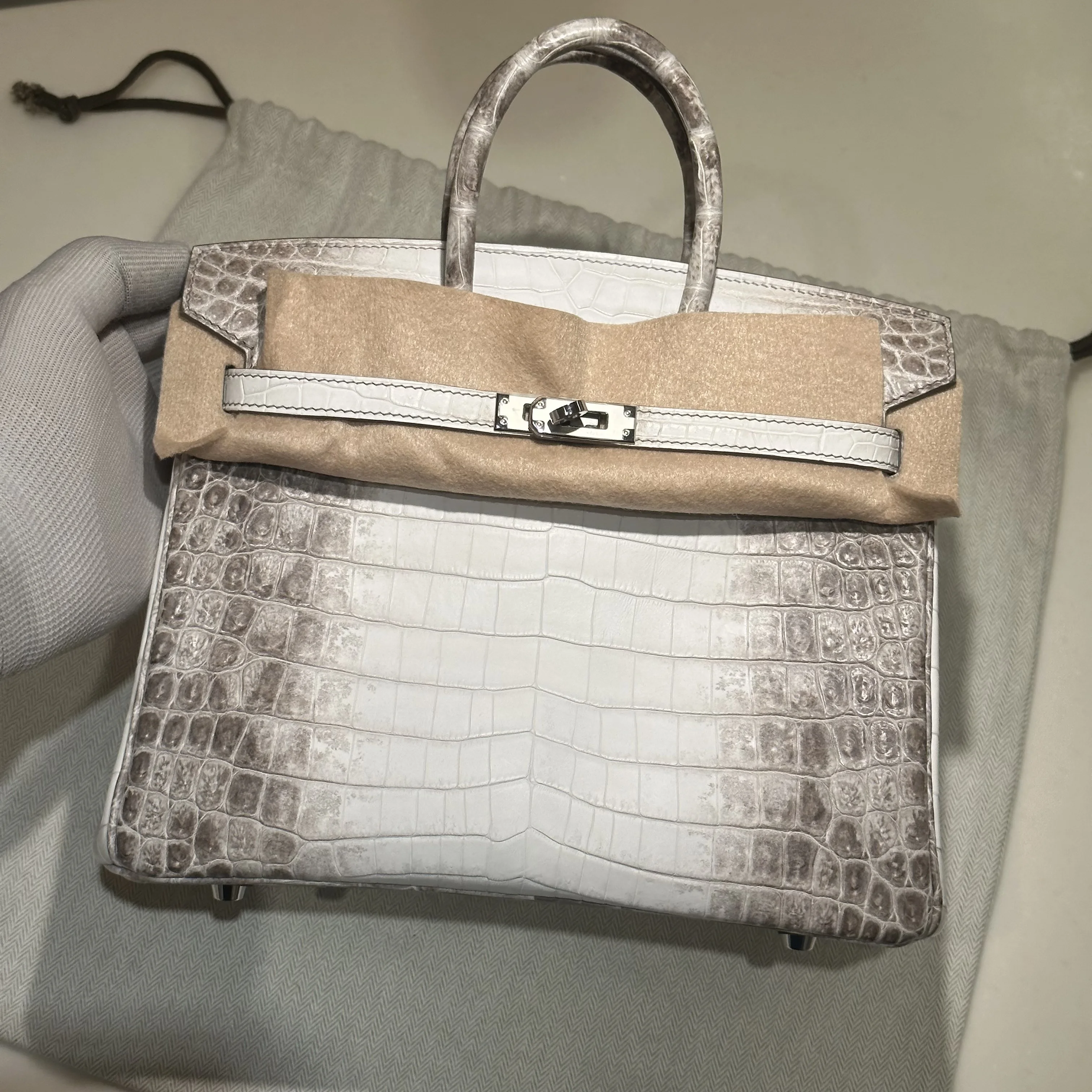 Hermes Birkin 25 cm Himalaya Crocodile Leather PHW миниатюра 2