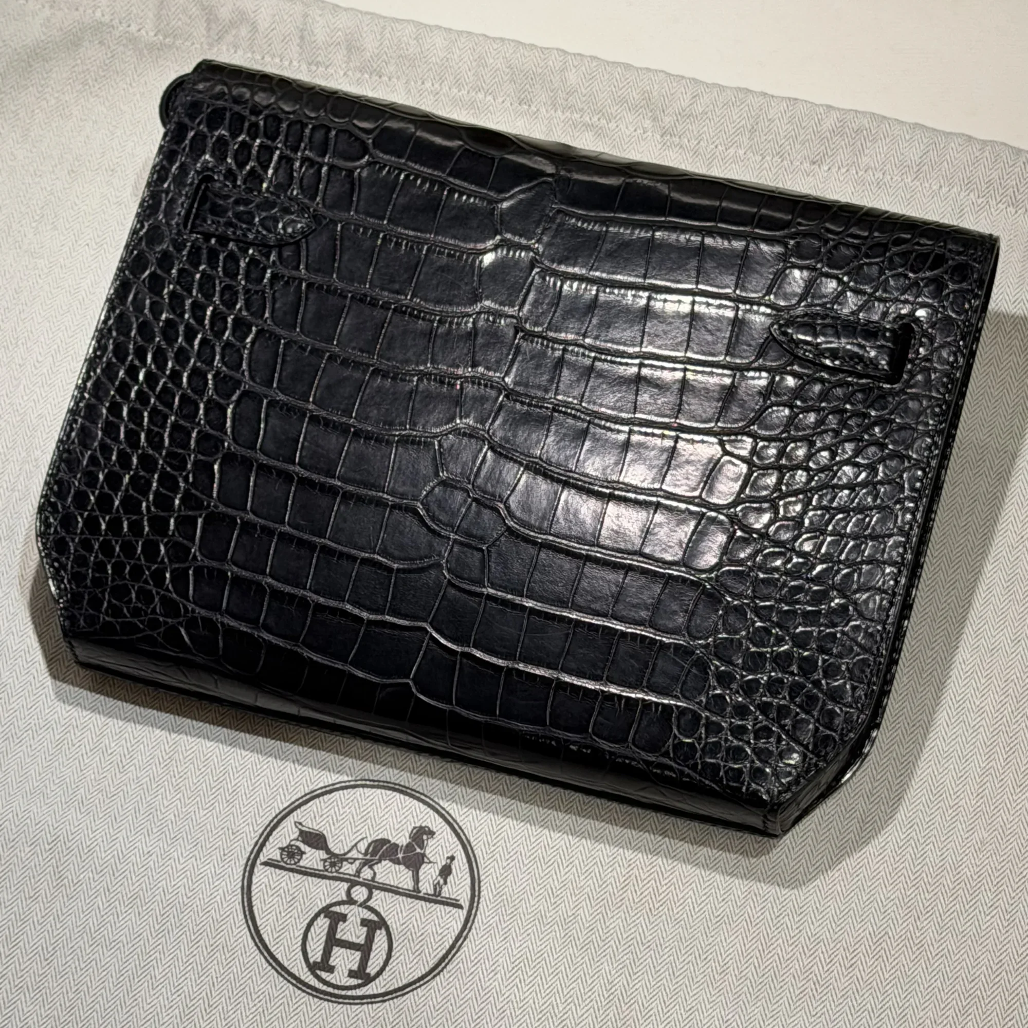 Hermes Kelly 25 Depeches Alligator Crocodile Leather PHW миниатюра 2
