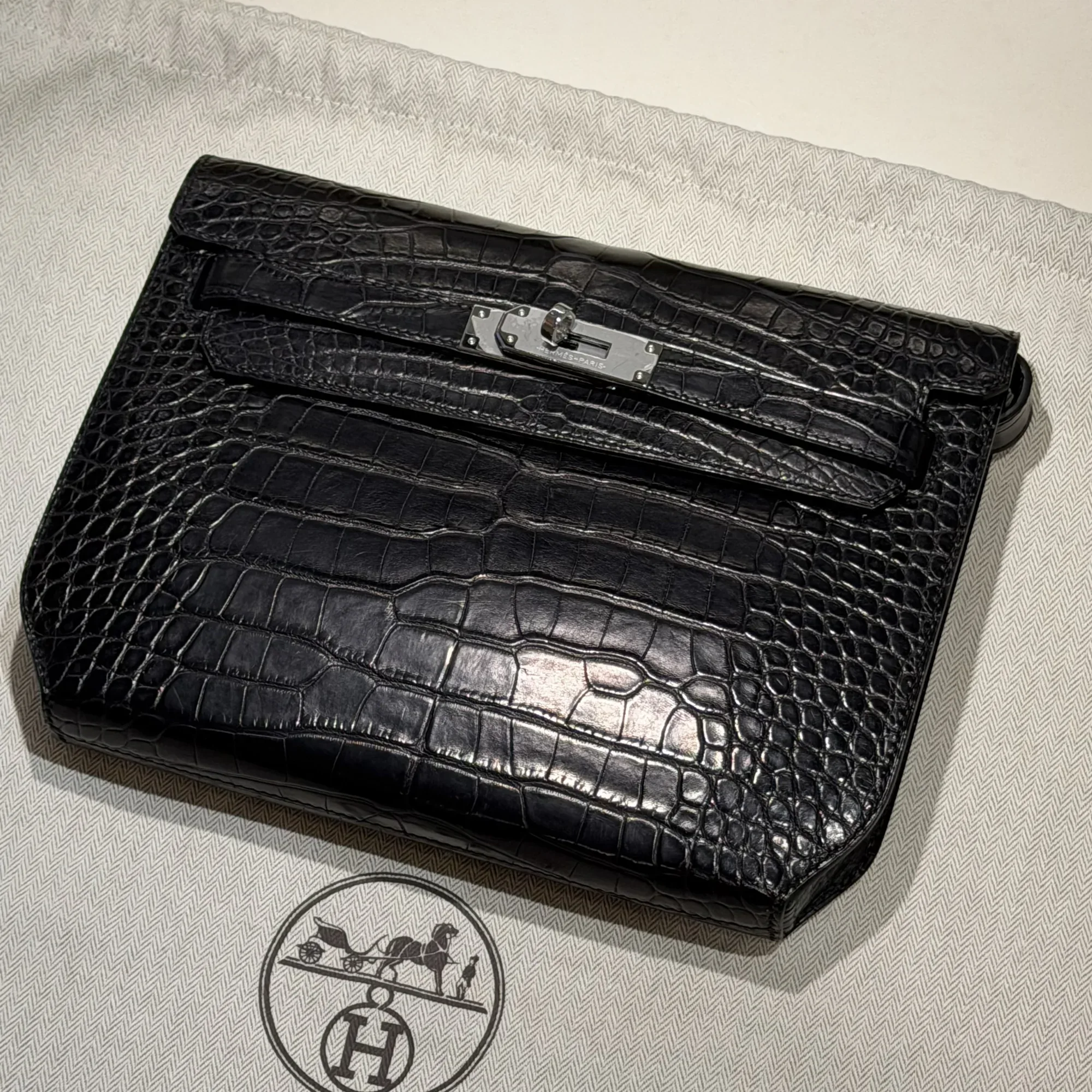 Hermes Kelly 25 Depeches Alligator Crocodile Leather PHW