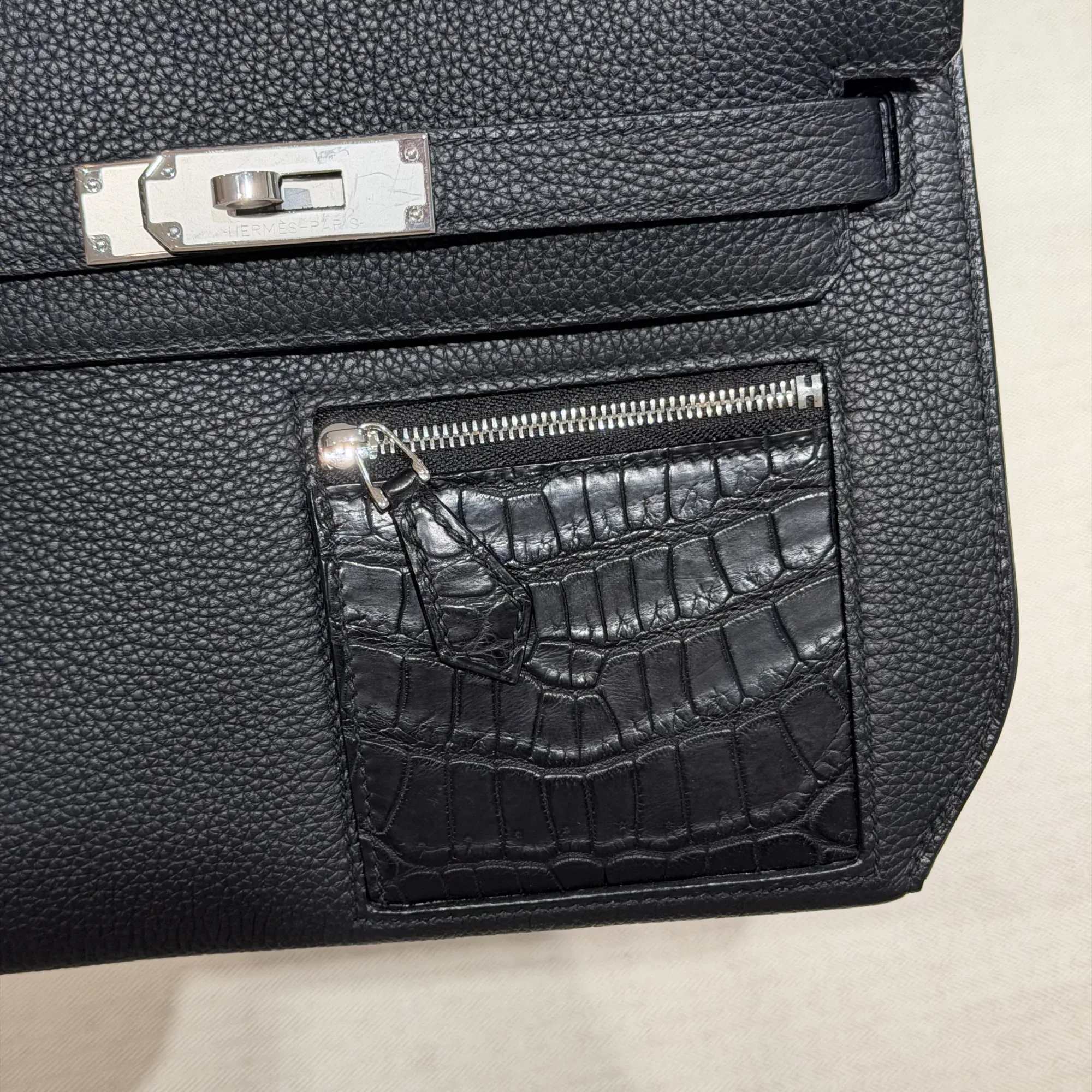 Hermes Kelly 25 Depeches Togo Alligator Crocodile Leather PHW миниатюра 8