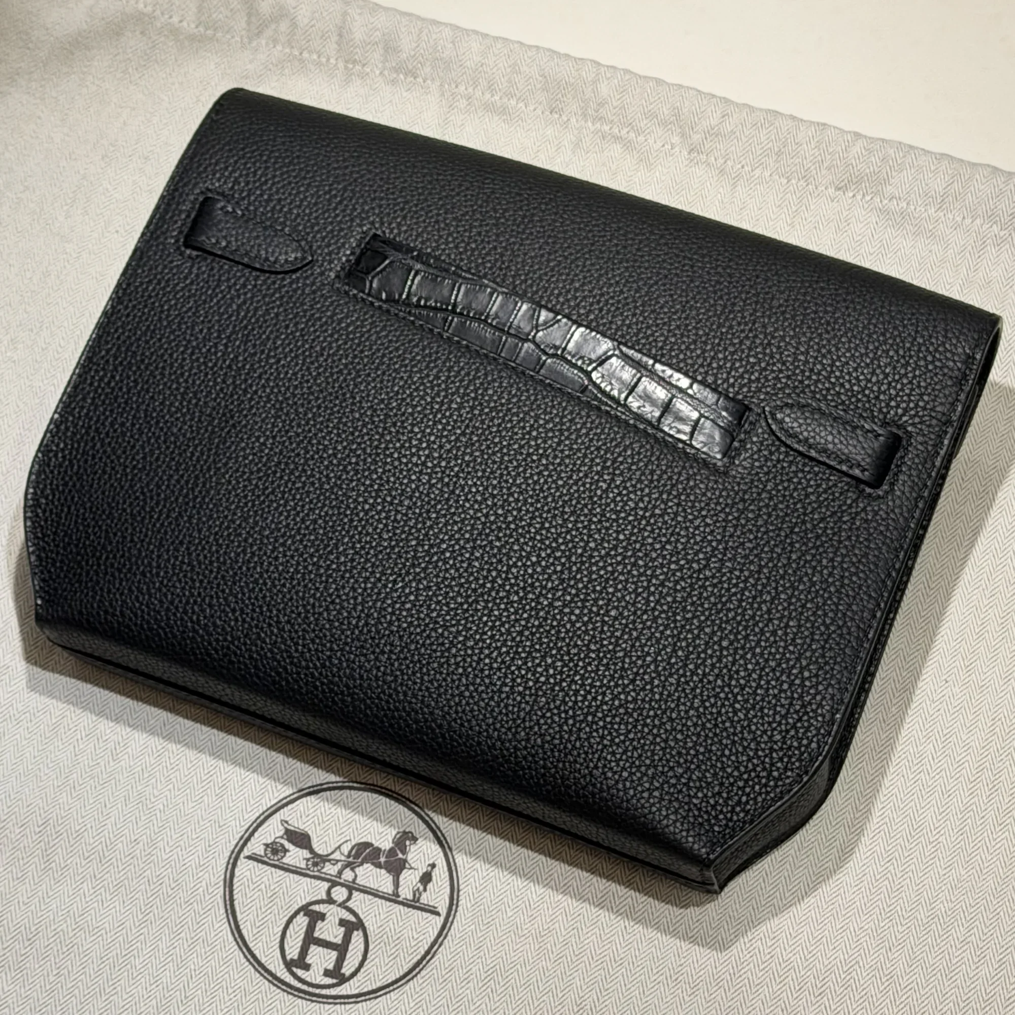 Hermes Kelly 25 Depeches Togo Alligator Crocodile Leather PHW миниатюра 2