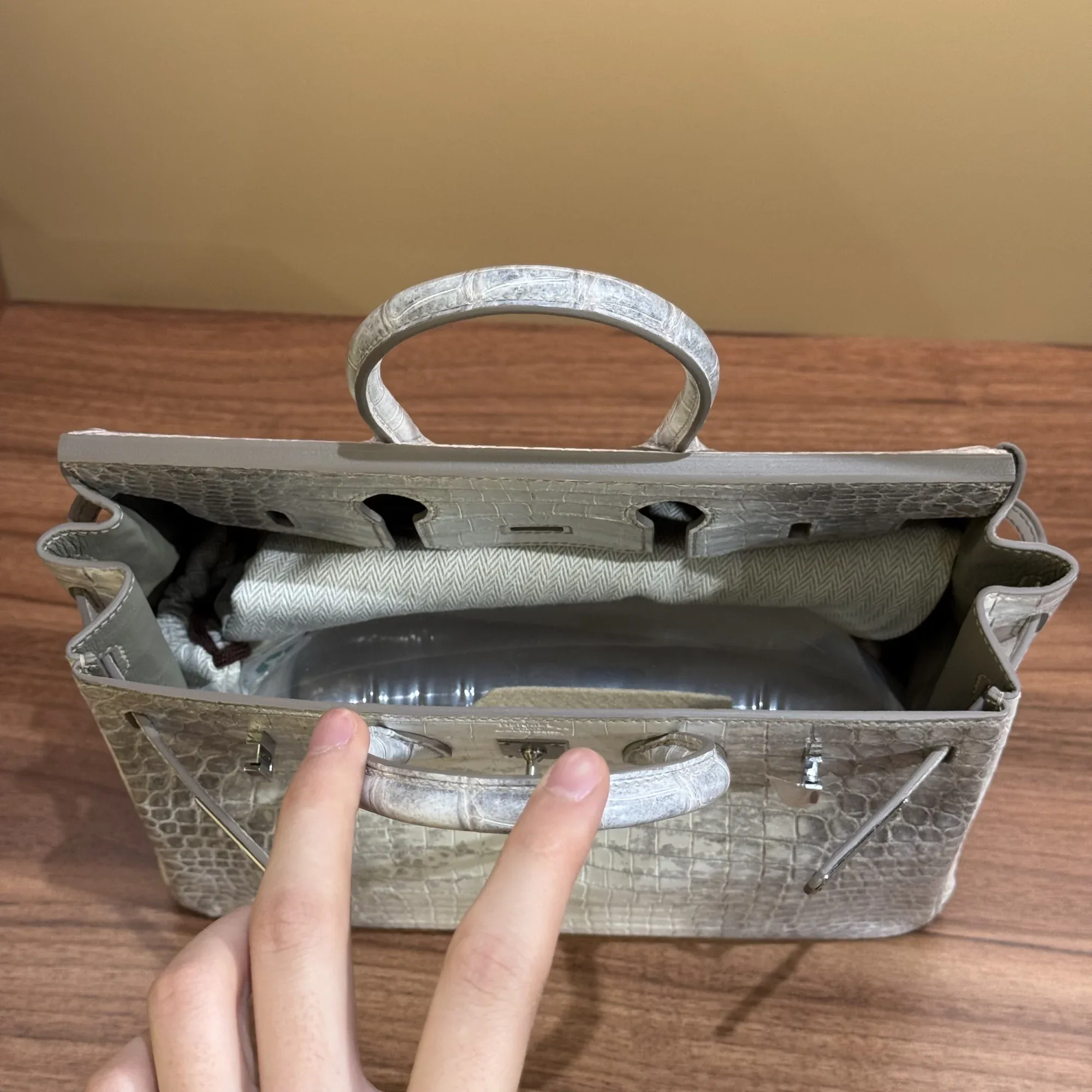 Hermes Birkin 35 Himalaya Matte Niloticus Crocodile PHW миниатюра 8