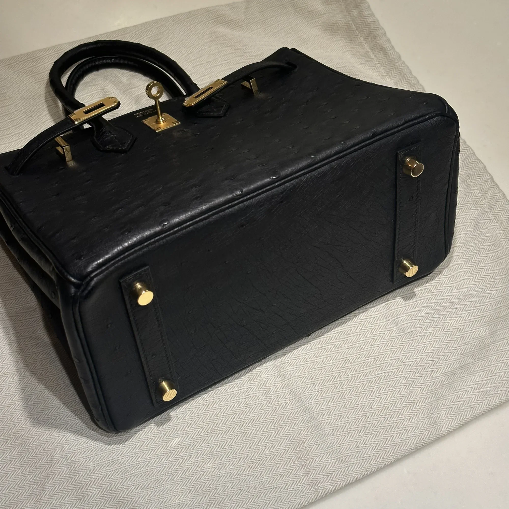Hermes Birkin 25 cm Ostrich Leather Black миниатюра 8
