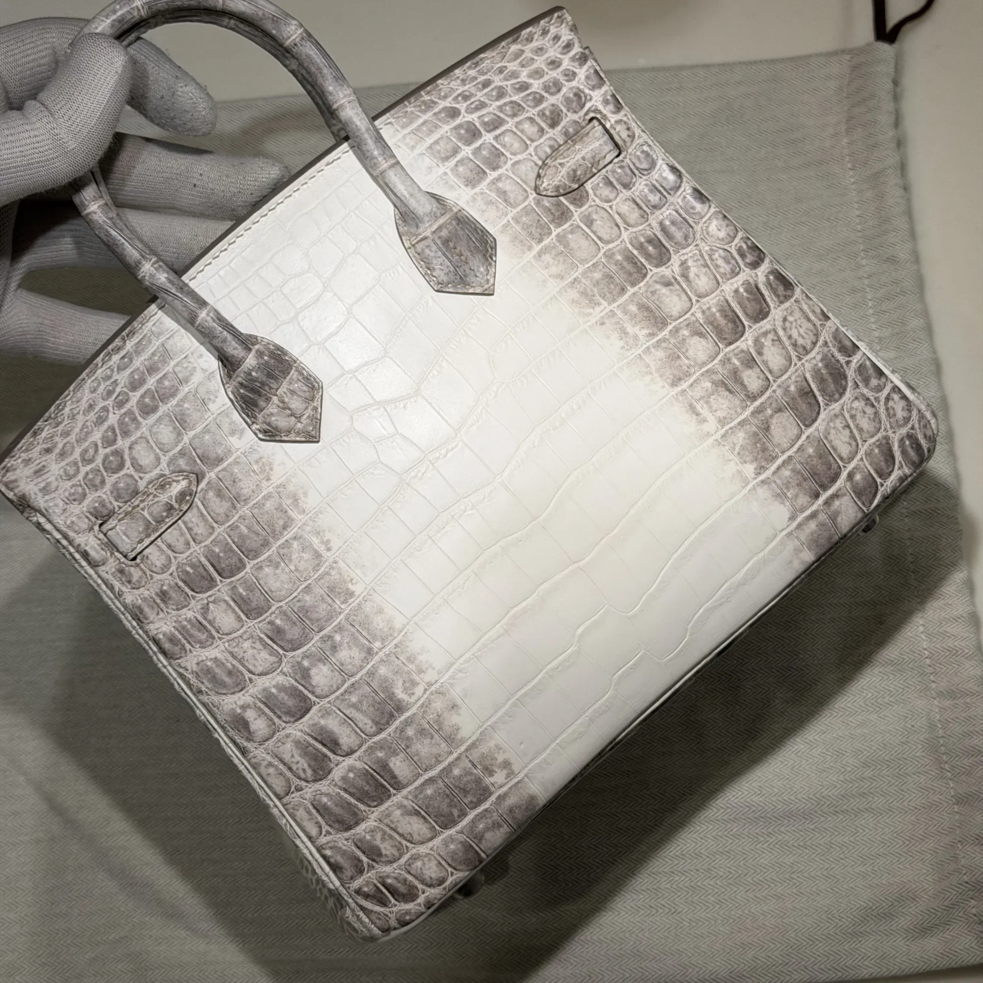 Hermes Birkin 25 Himalaya Crocodile Leather PHW миниатюра 8