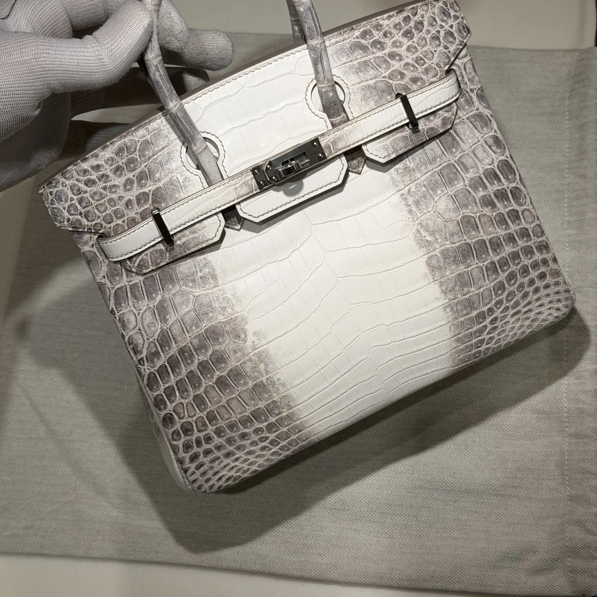 Hermes Birkin 25 Himalaya Crocodile Leather PHW миниатюра 9