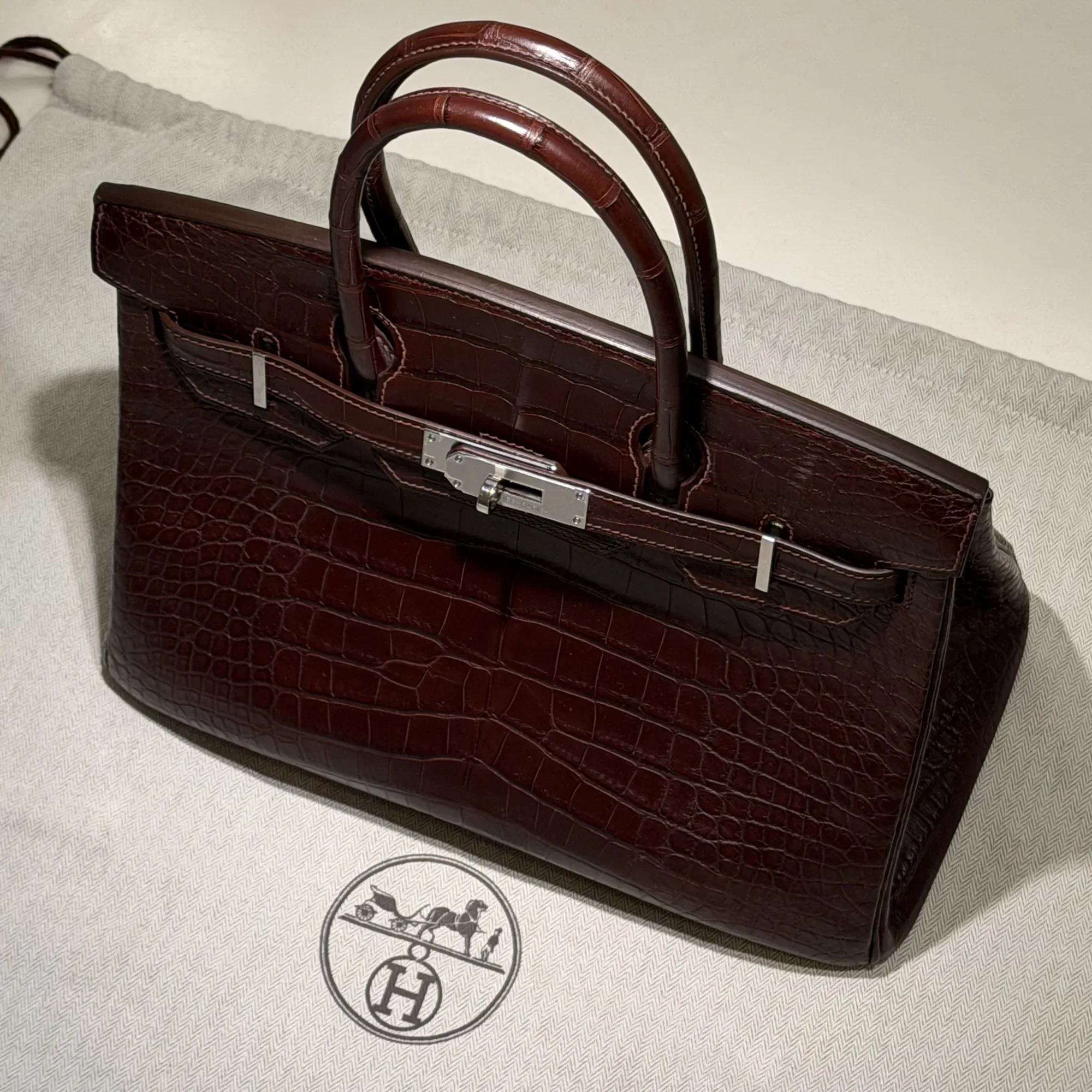 Hermes Birkin 30 Alligator Crocodile Leather PHW
