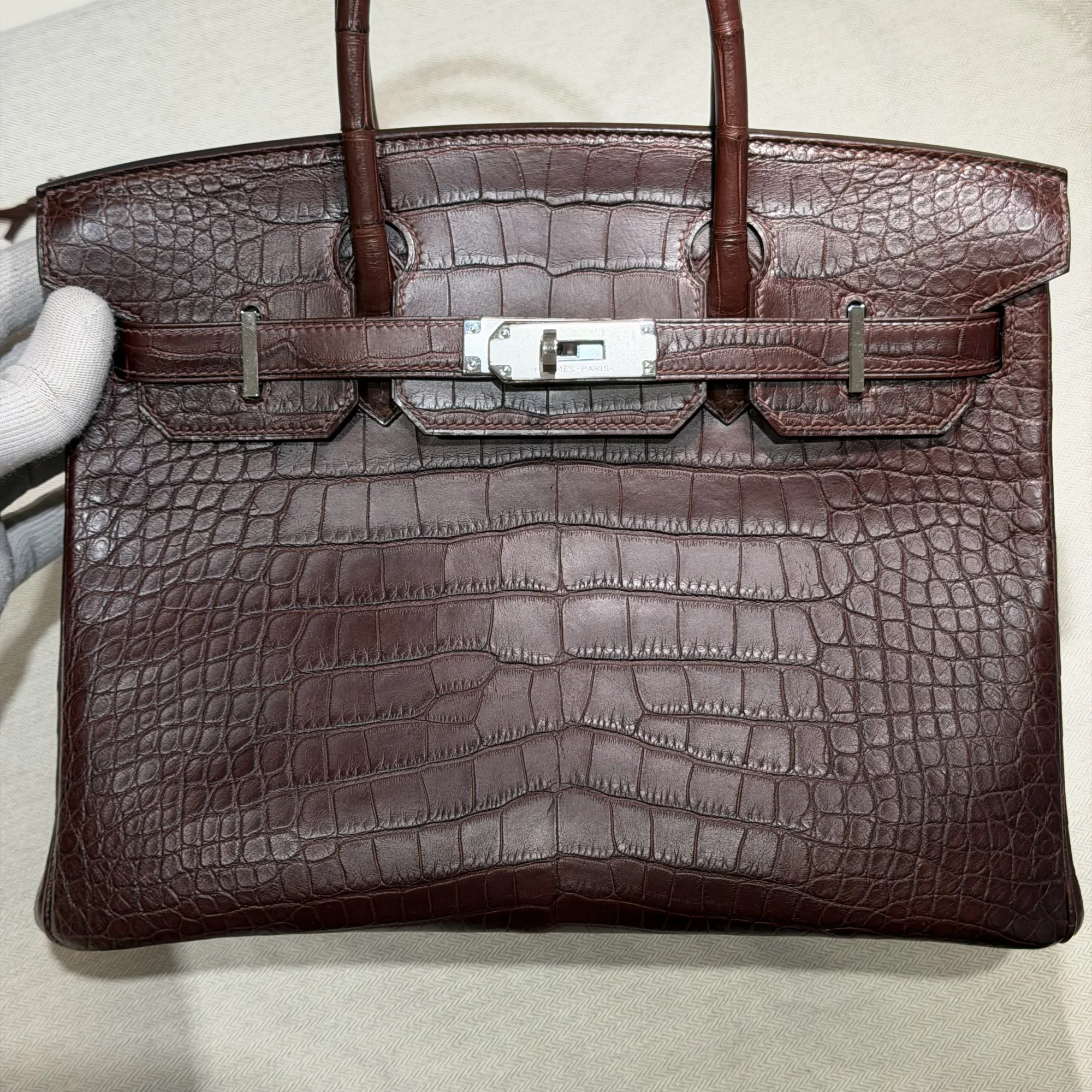 Hermes Birkin 30 Alligator Crocodile Leather PHW миниатюра 9