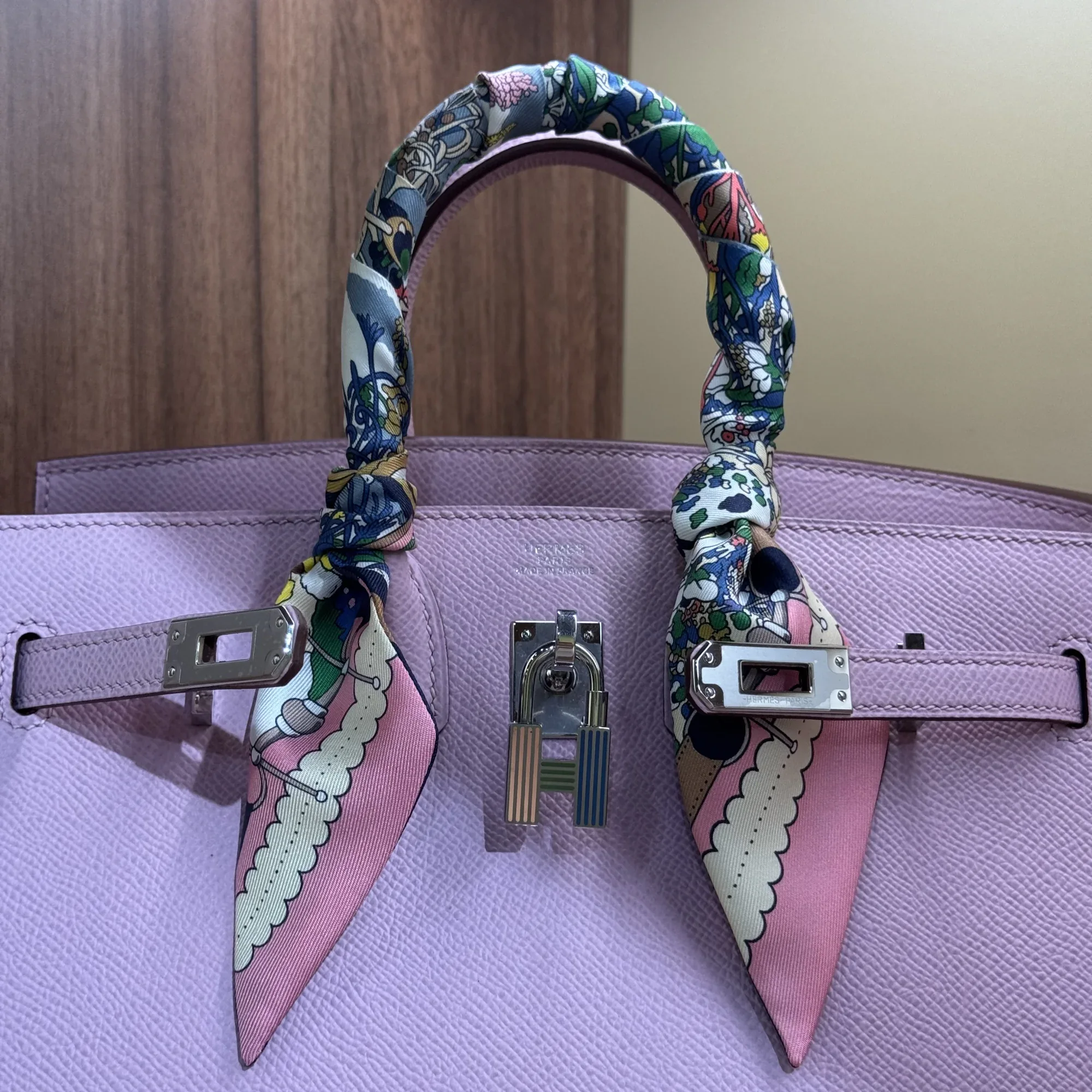 Hermes Birkin 35 Mauve Sylvestre Epsom Leather PHW миниатюра 4