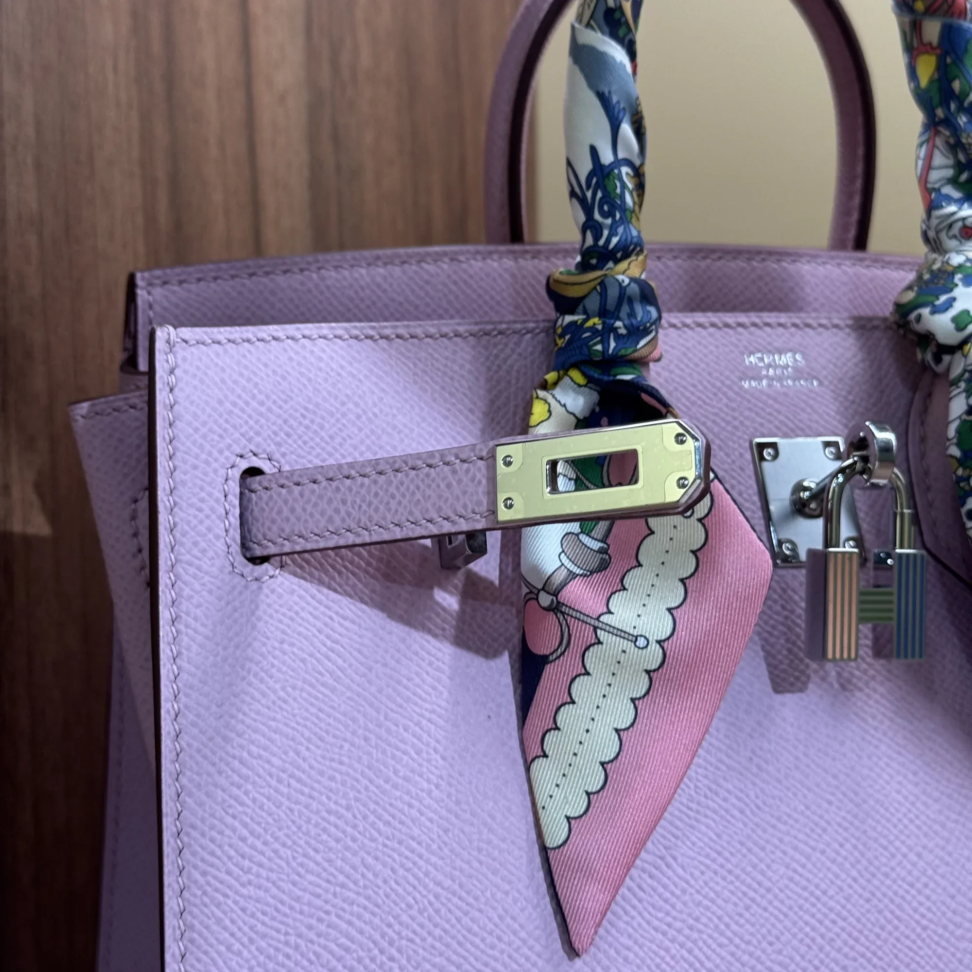 Hermes Birkin 35 Mauve Sylvestre Epsom Leather PHW миниатюра 5