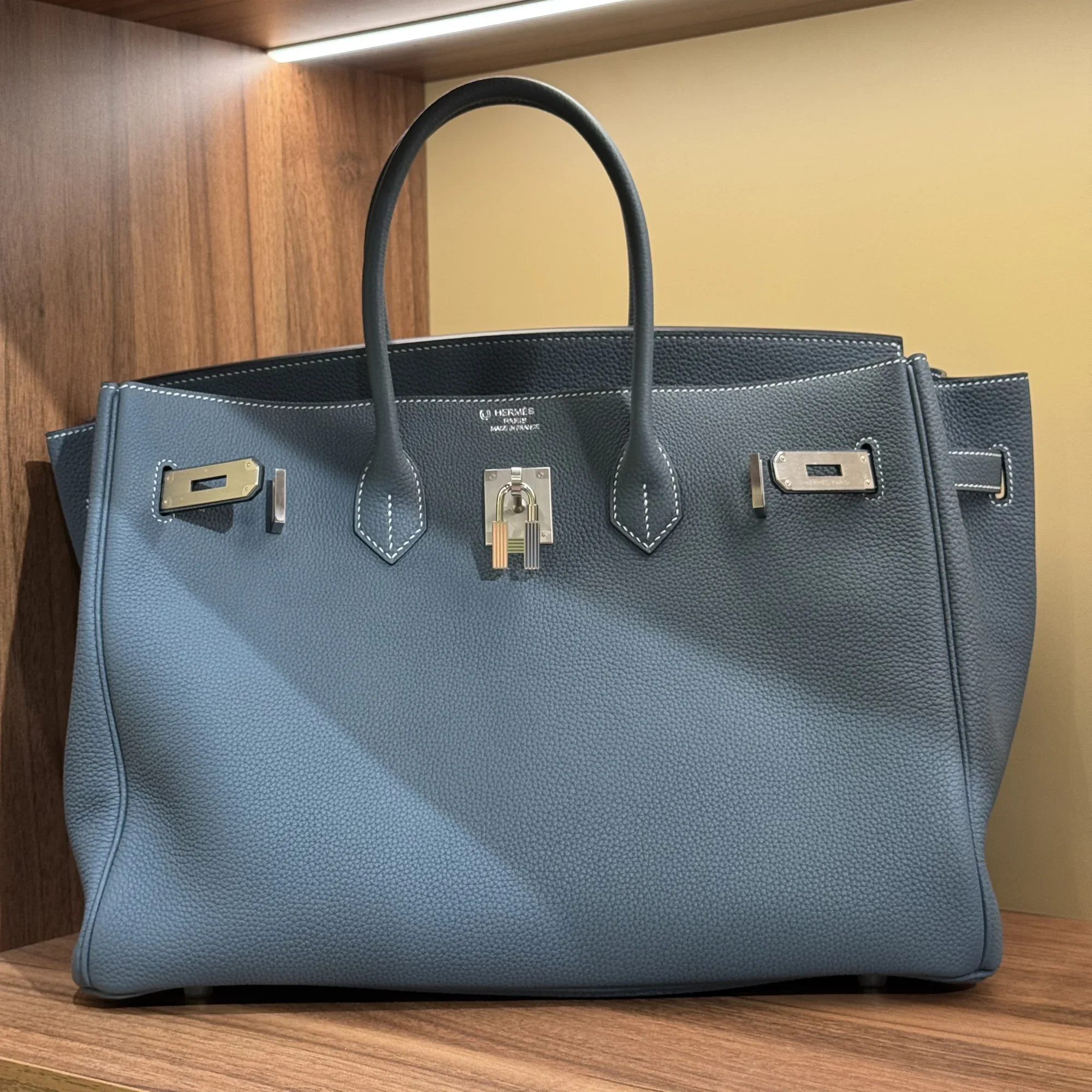 Hermes Birkin 35 Retourne Blue Togo Leather PHW