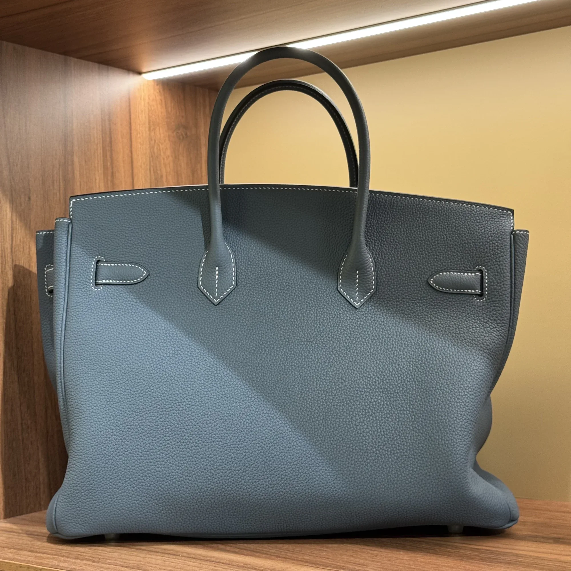 Hermes Birkin 35 Retourne Blue Togo Leather PHW миниатюра 10