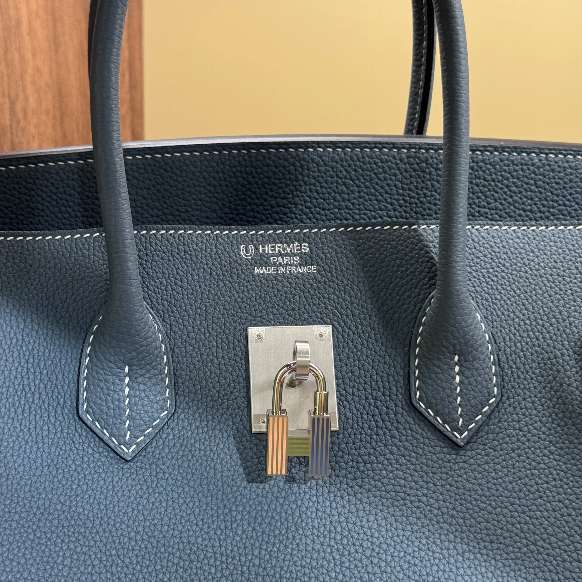 Hermes Birkin 35 Retourne Blue Togo Leather PHW миниатюра 3