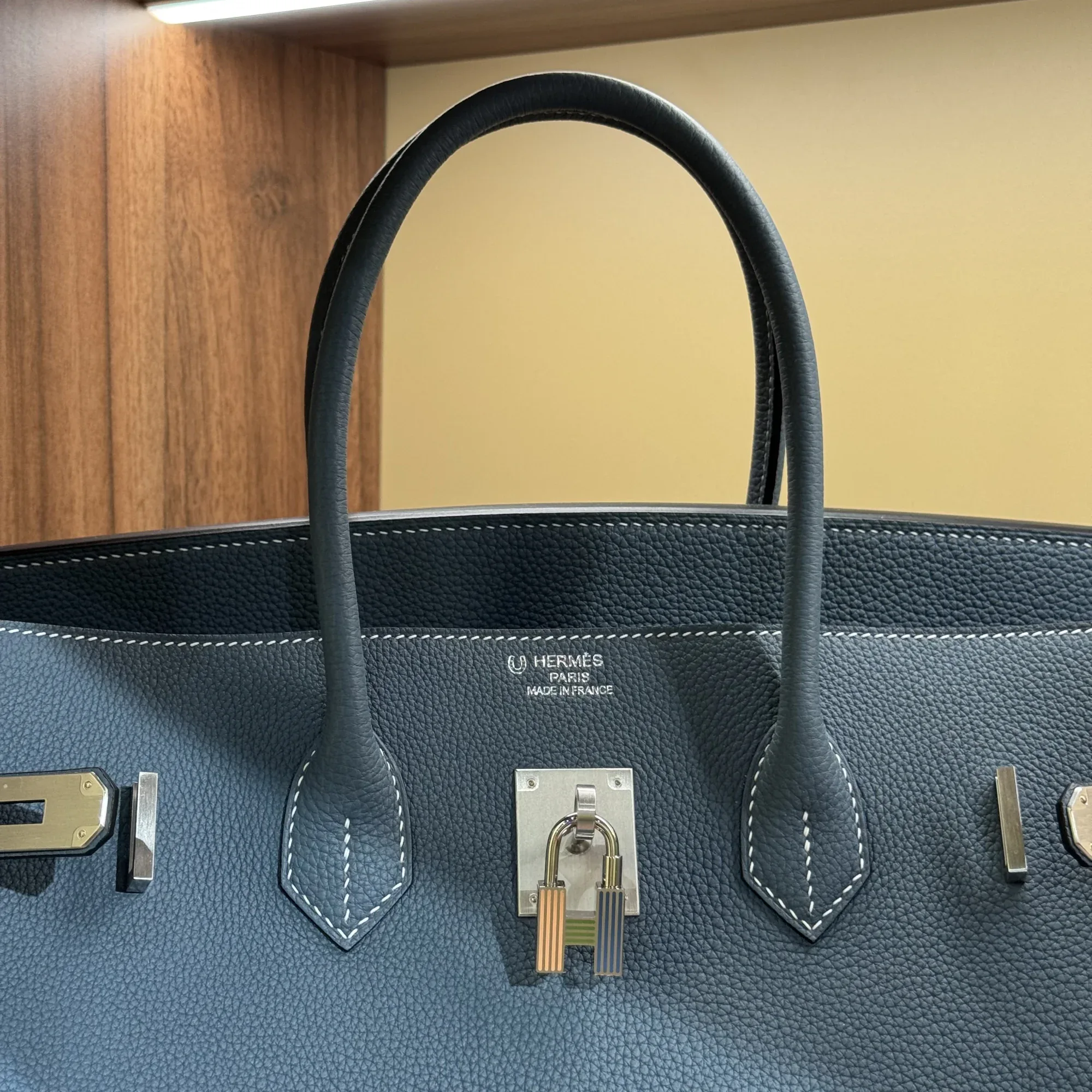 Hermes Birkin 35 Retourne Blue Togo Leather PHW миниатюра 4