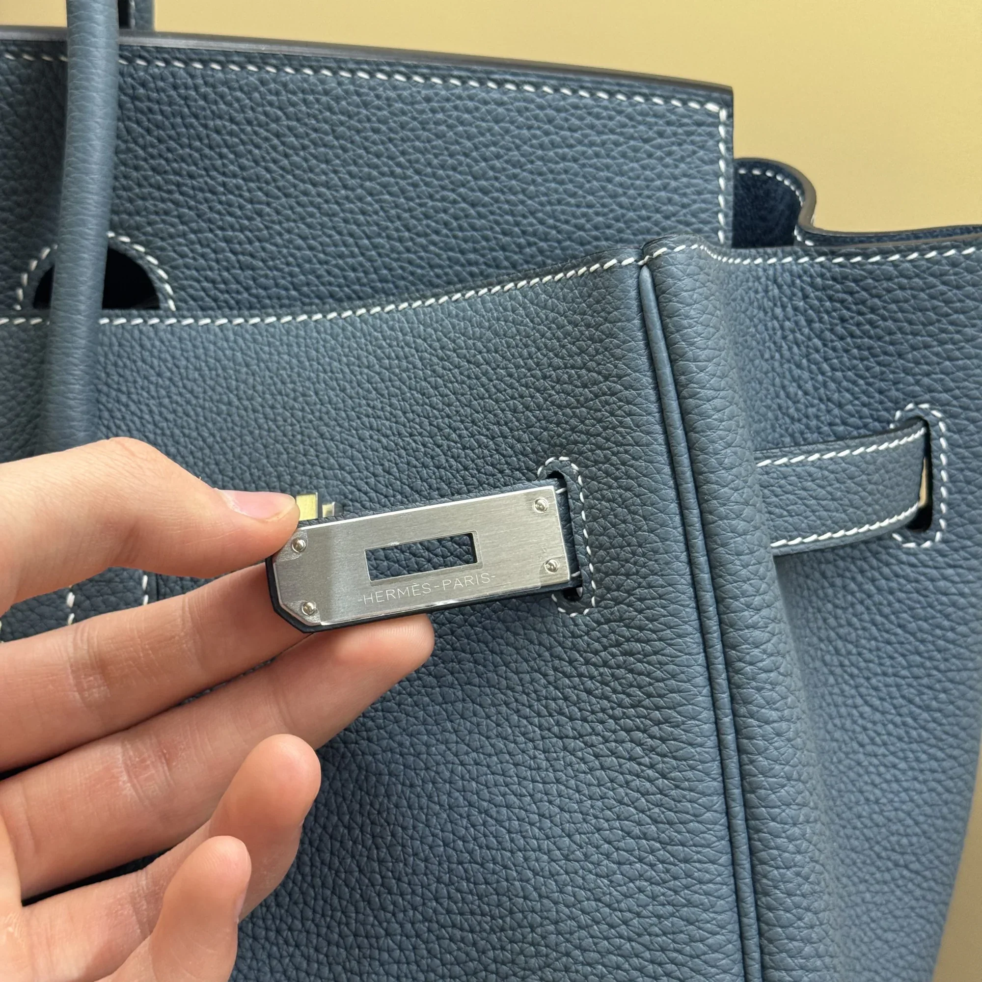 Hermes Birkin 35 Retourne Blue Togo Leather PHW миниатюра 6