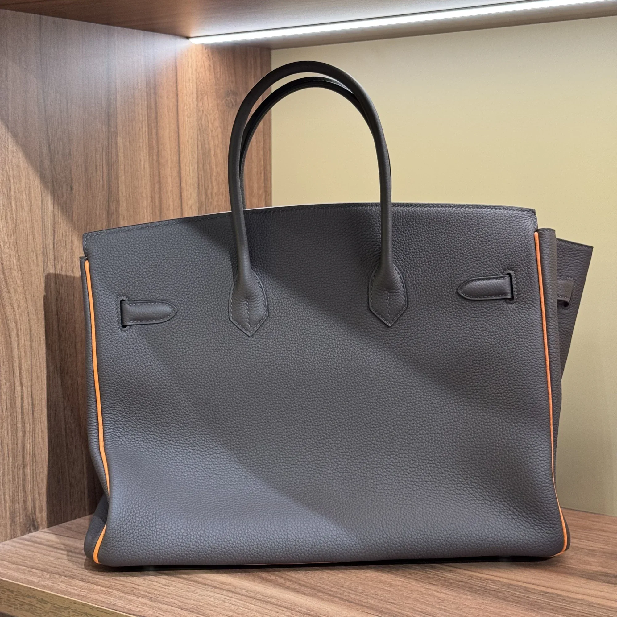 Hermes Birkin 35 Retourne Etain Togo Leather PHW миниатюра 6