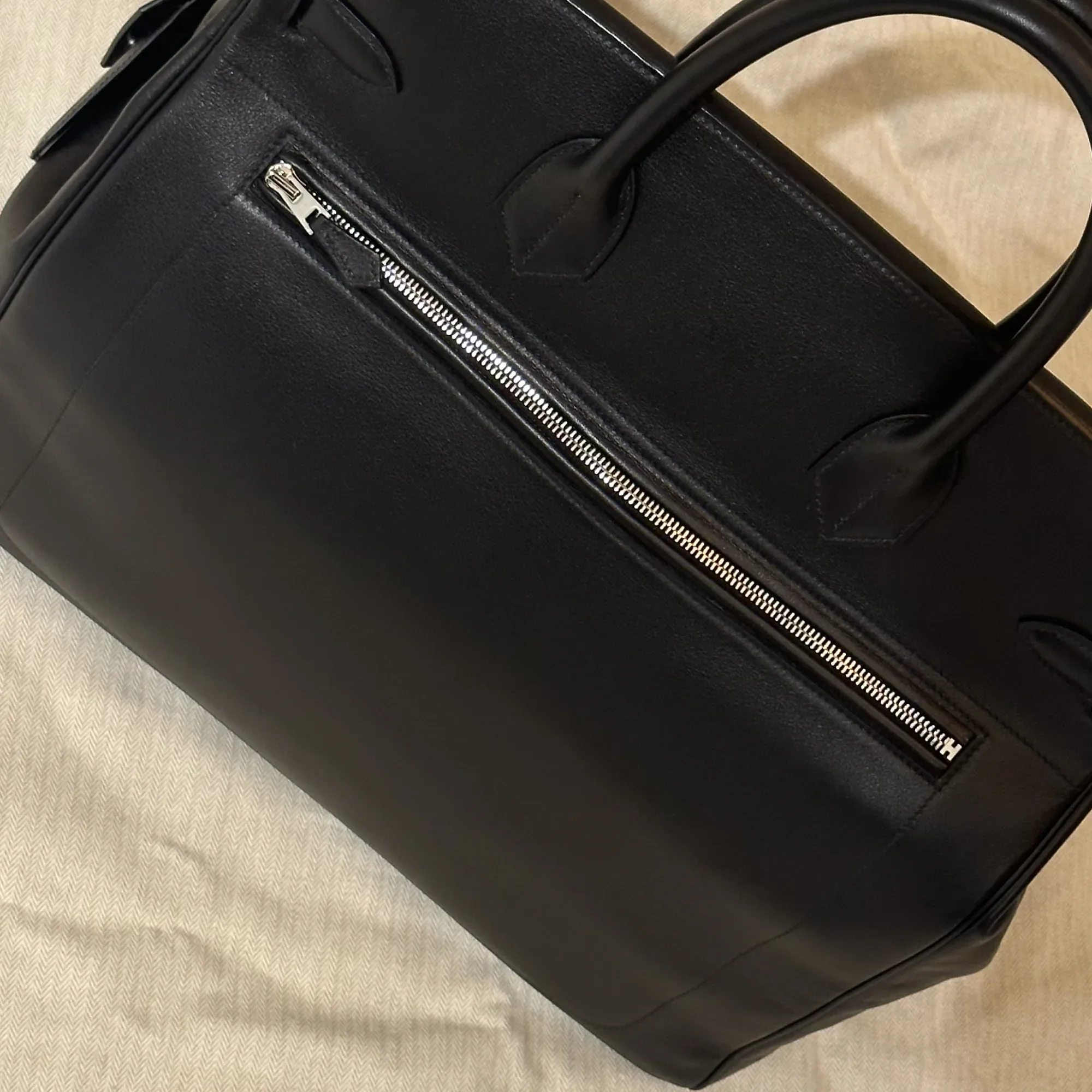 Hermes Birkin 40 HAUTA A COURROIES HAS ROCK VOLUPTO LEATHER BLACK PHW миниатюра 2