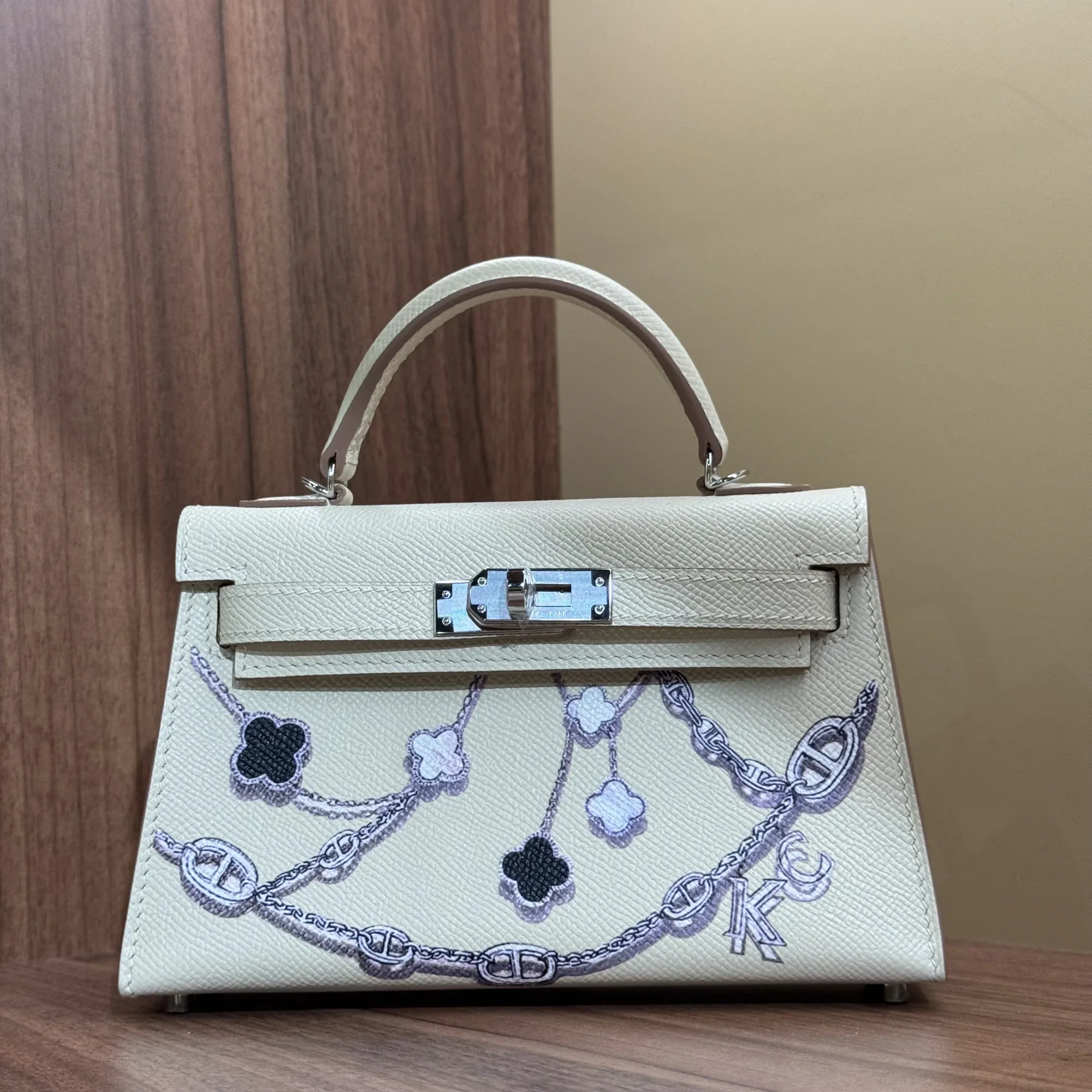 Hermes Kelly 25 In & Out Nata Swift Leather PHW