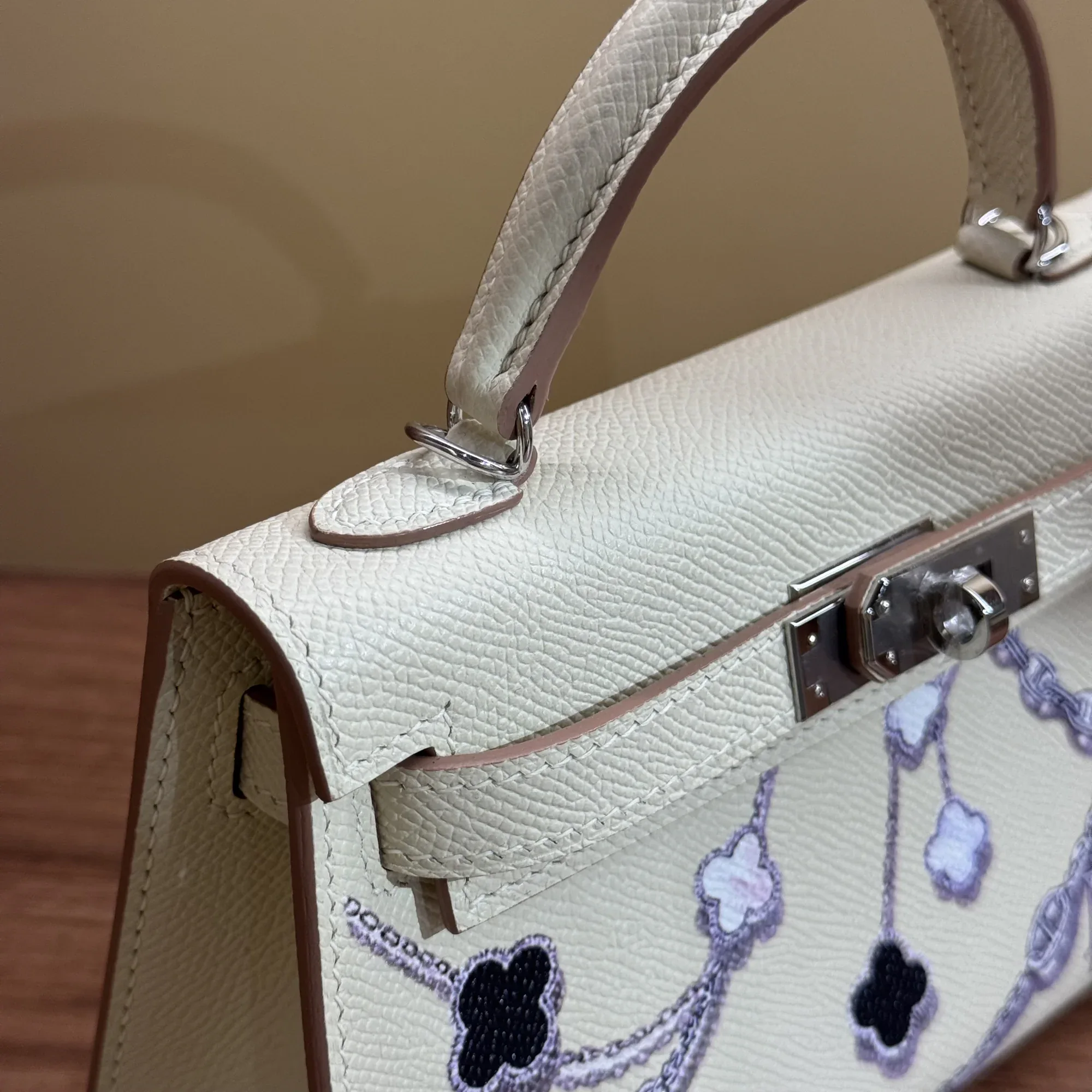 Hermes Kelly 25 In & Out Nata Swift Leather PHW миниатюра 4