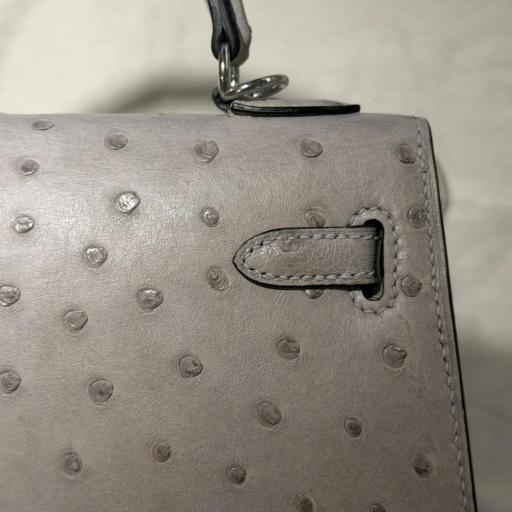 Hermes Kelly 25 Ostrich Leather PHW миниатюра 2