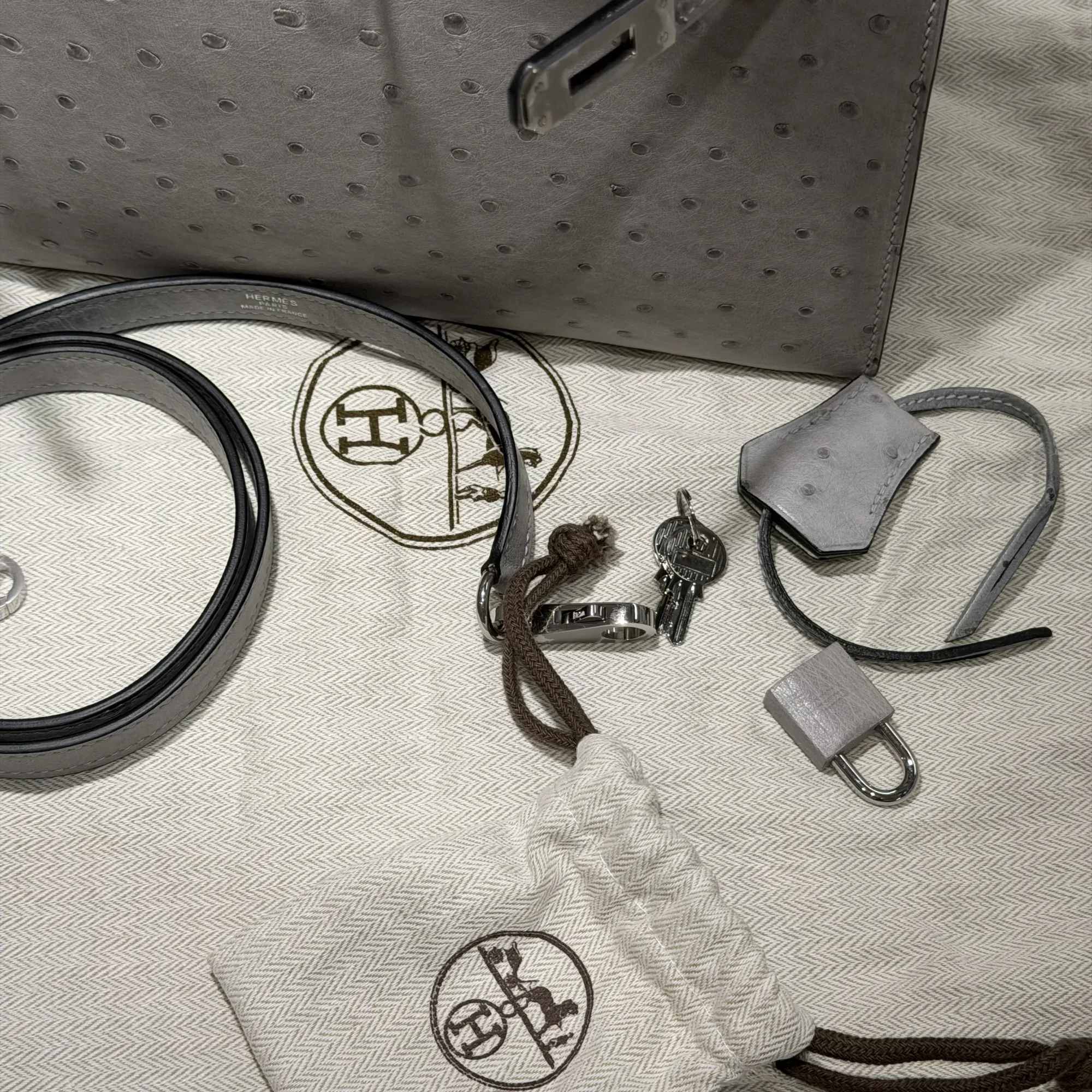 Hermes Kelly 25 Ostrich Leather PHW миниатюра 5