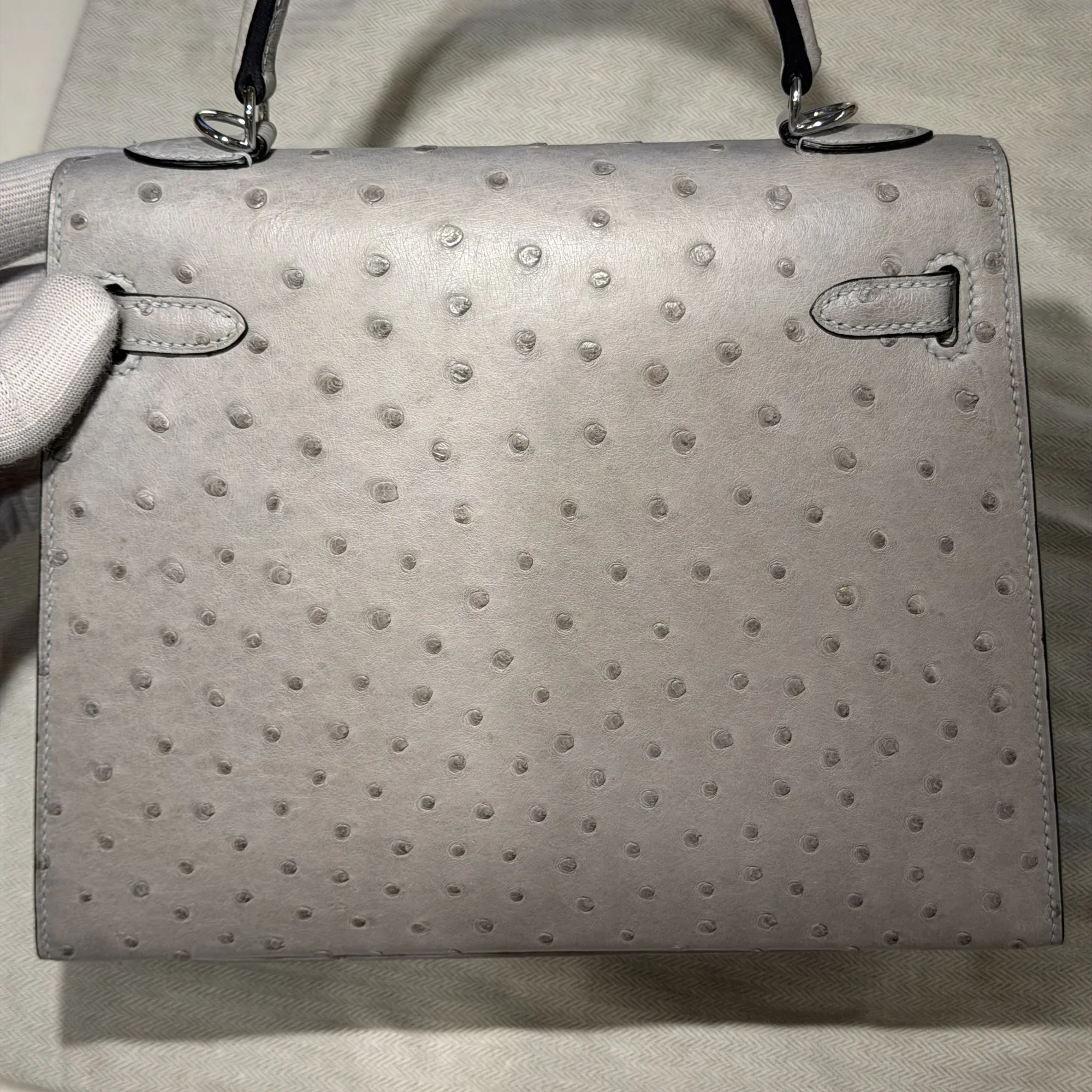 Hermes Kelly 25 Ostrich Leather PHW миниатюра 8