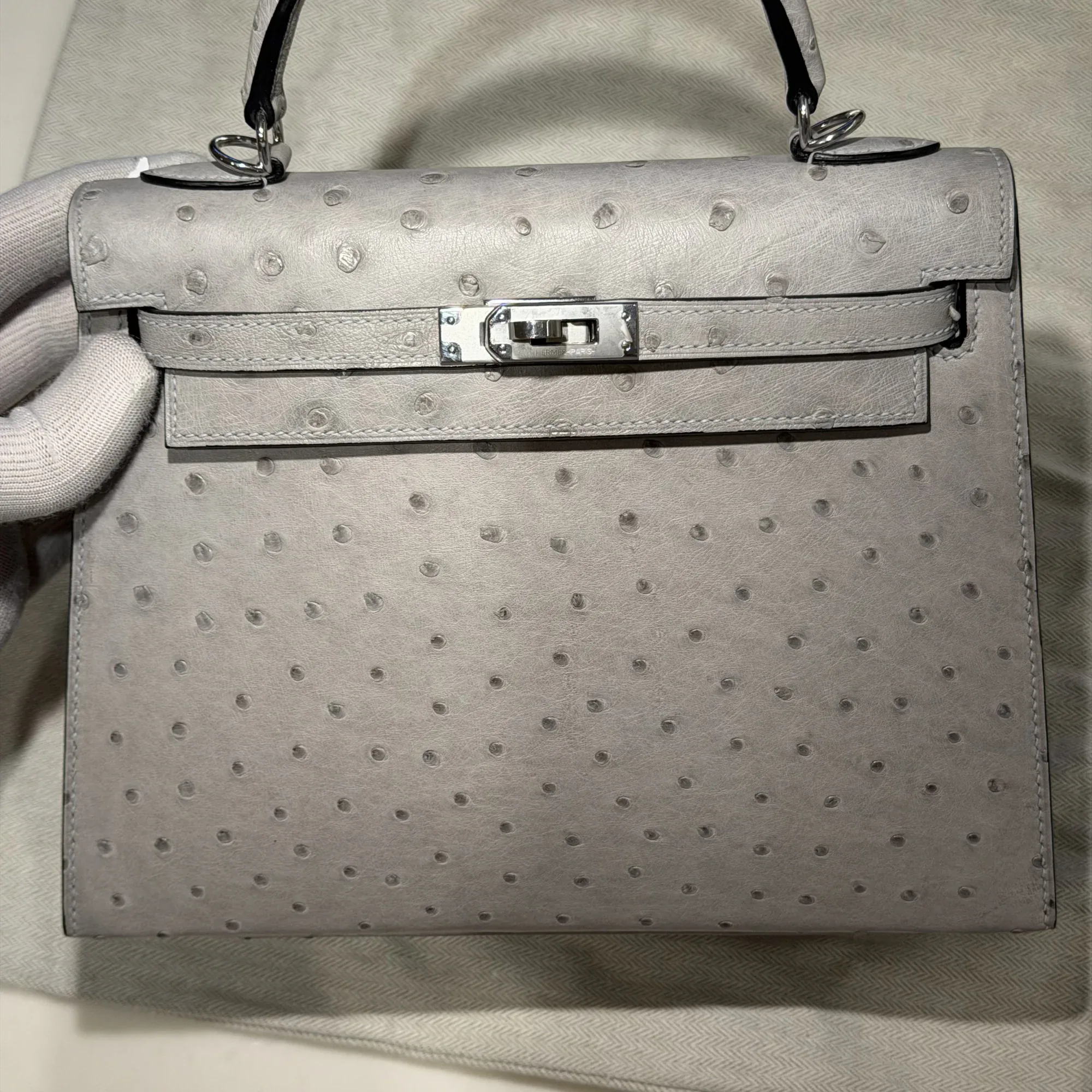 Hermes Kelly 25 Ostrich Leather PHW миниатюра 9
