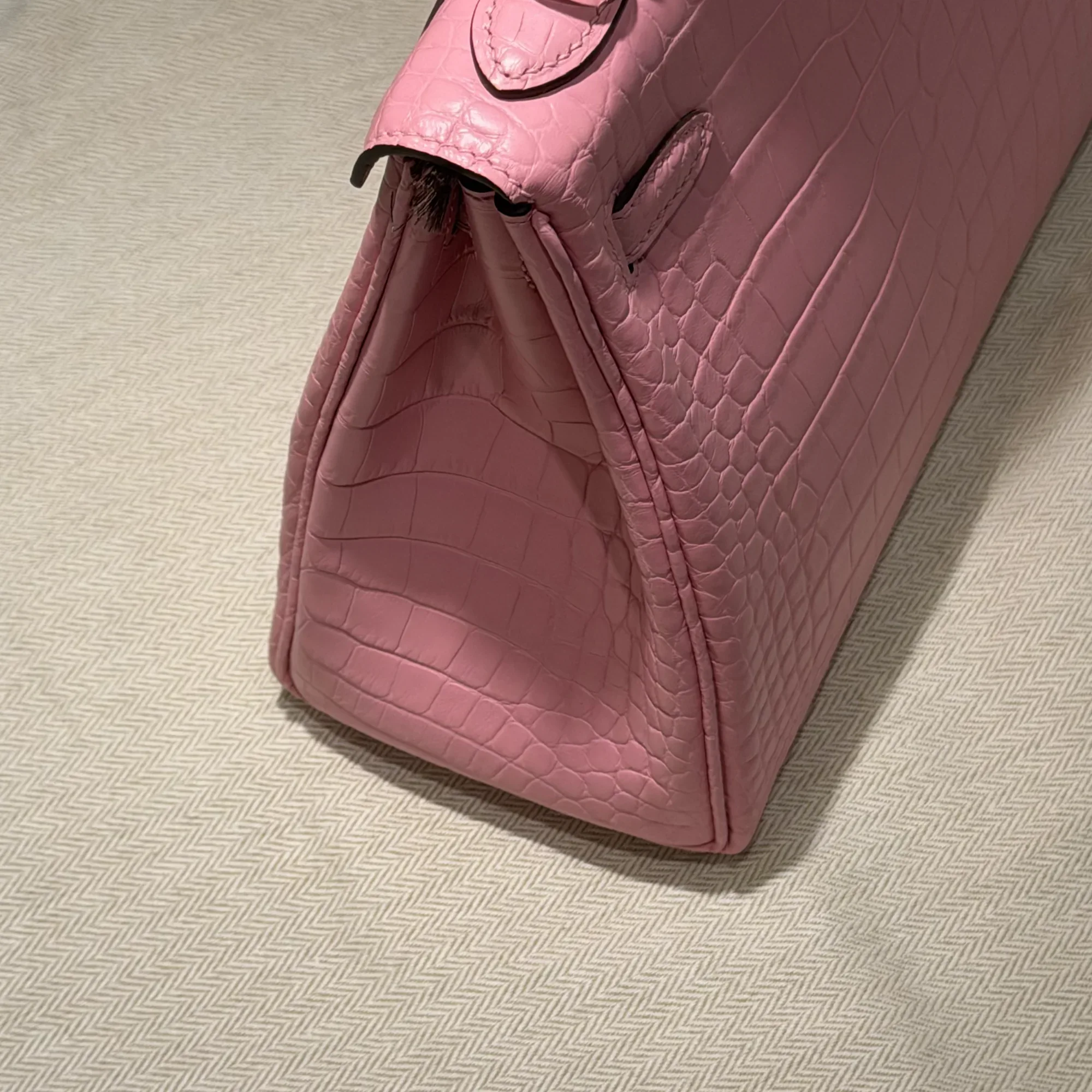 Hermes Kelly 25 Rose Alligator Leather PHW миниатюра 5