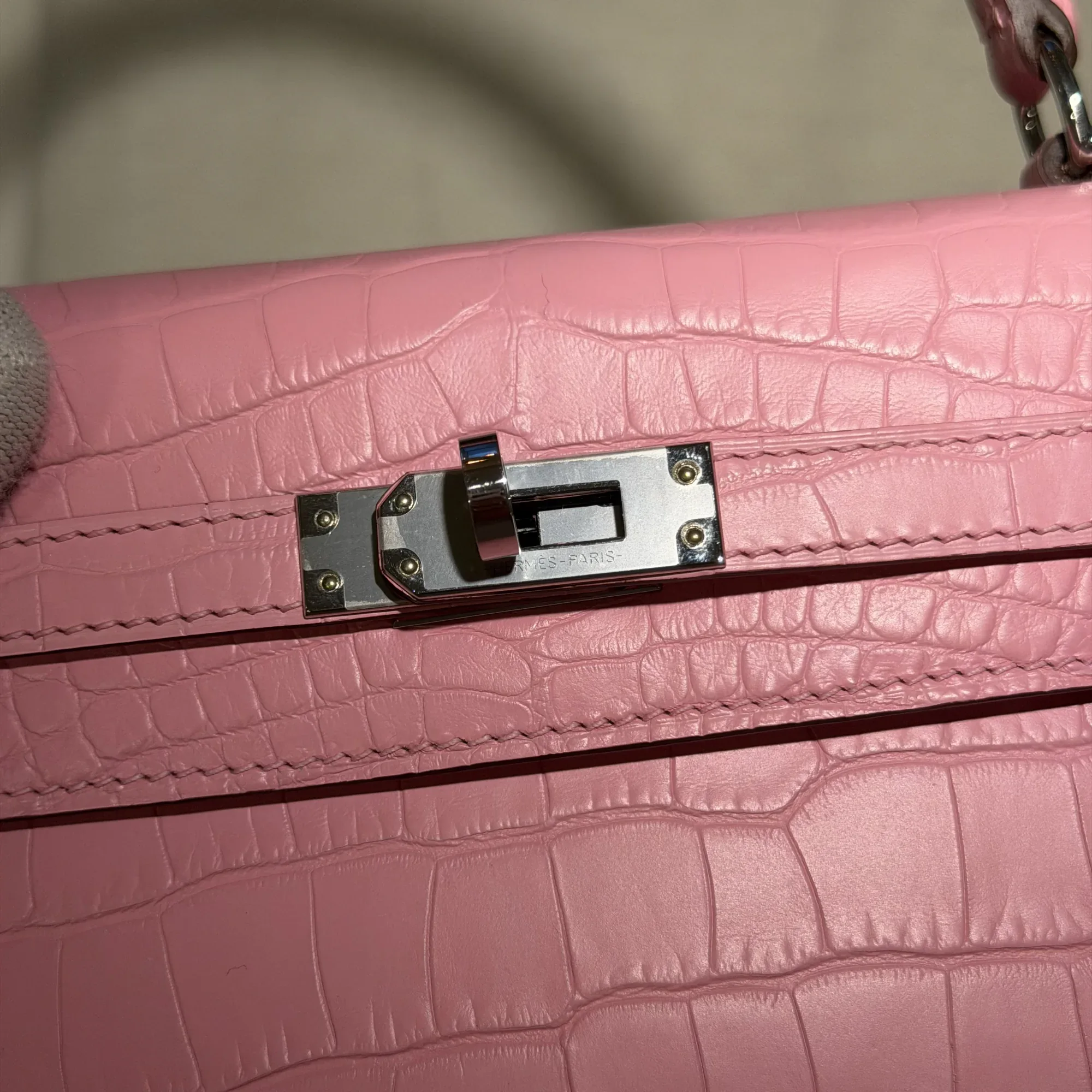 Hermes Kelly 25 Rose Alligator Leather PHW миниатюра 7