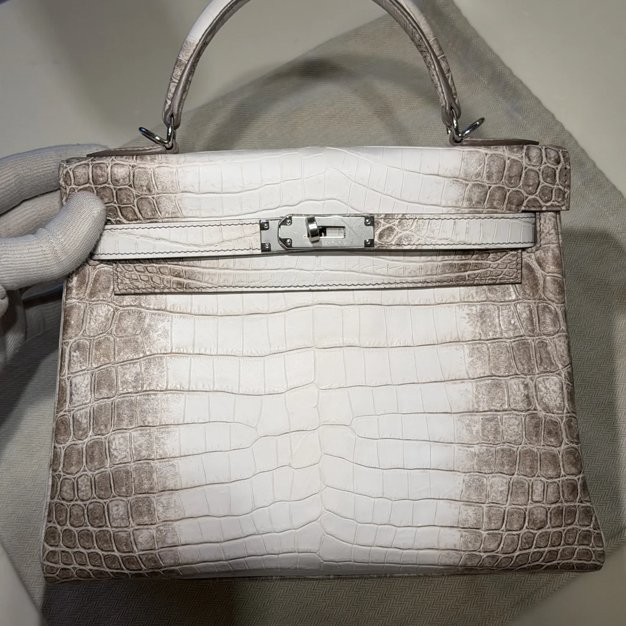 Hermes Kelly 28 Himalaya Crocodile Leather PHW миниатюра 9