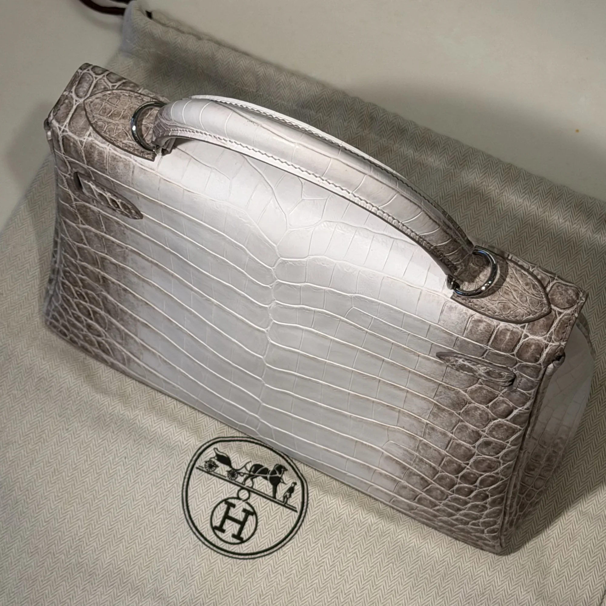 Hermes Kelly 28 Himalaya Crocodile Leather PHW миниатюра 2