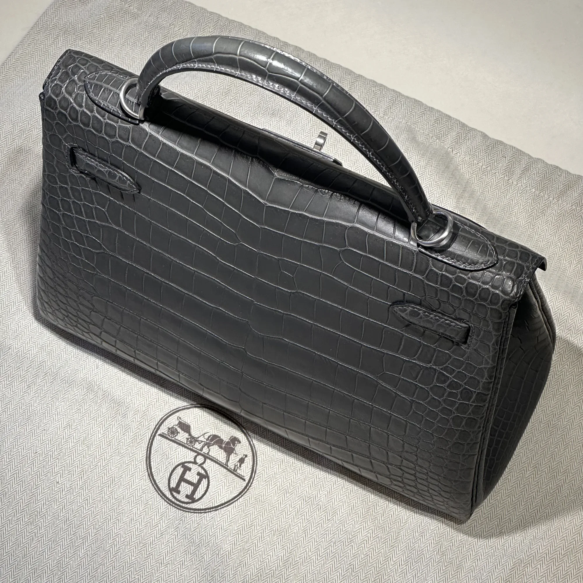 Hermes Kelly 32 Porosus Crocodile Leather PHW миниатюра 2