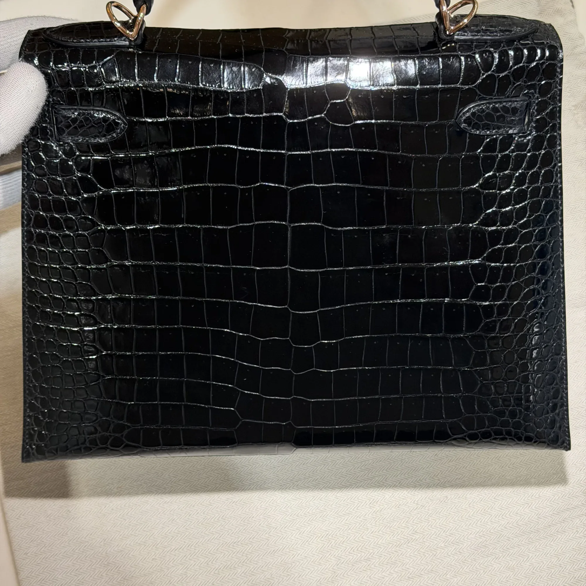 Hermes Kelly 32 Porosus Crocodile Leather GHW миниатюра 8