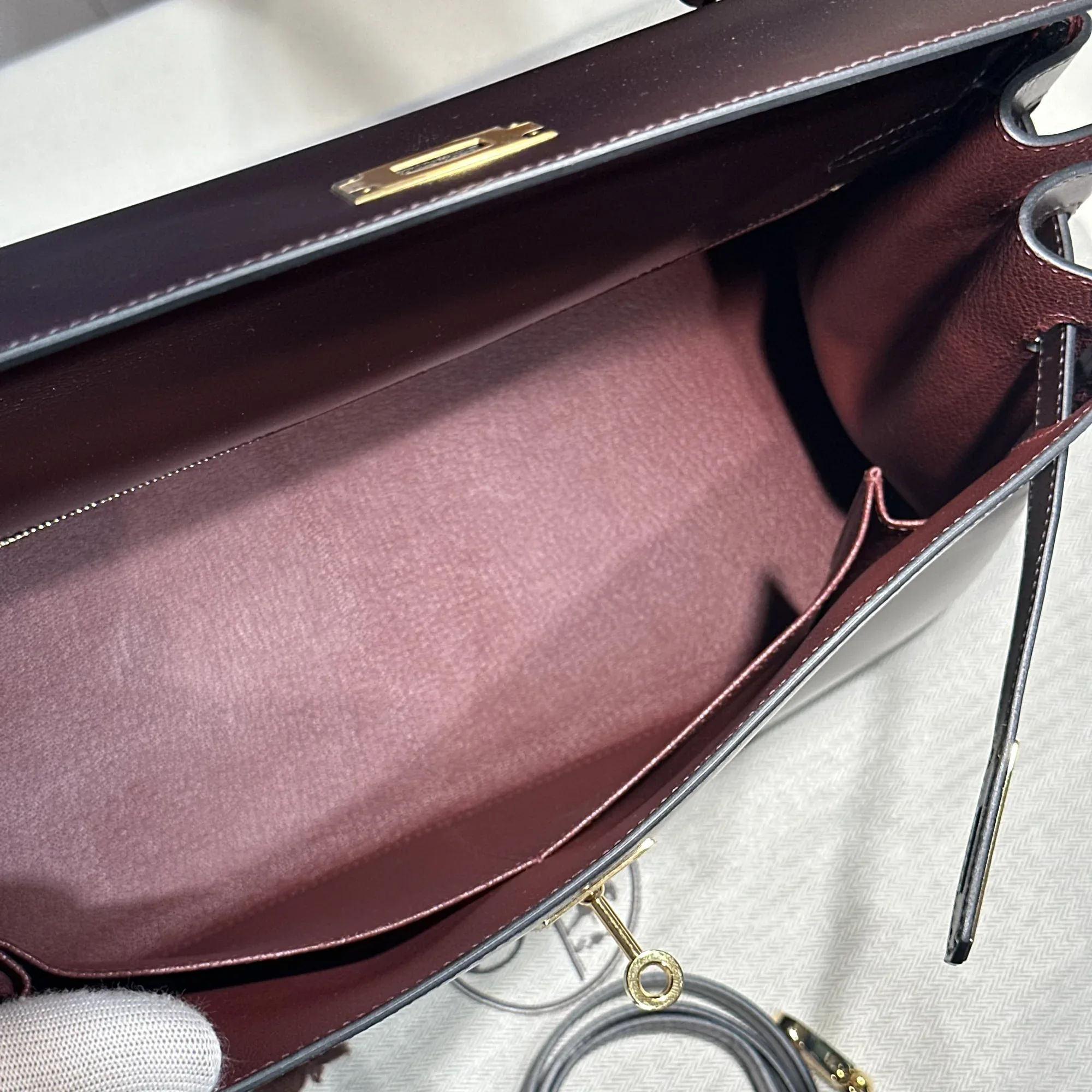 Hermes Kelly 35 Box Leather Rouge Ash GHW миниатюра 7