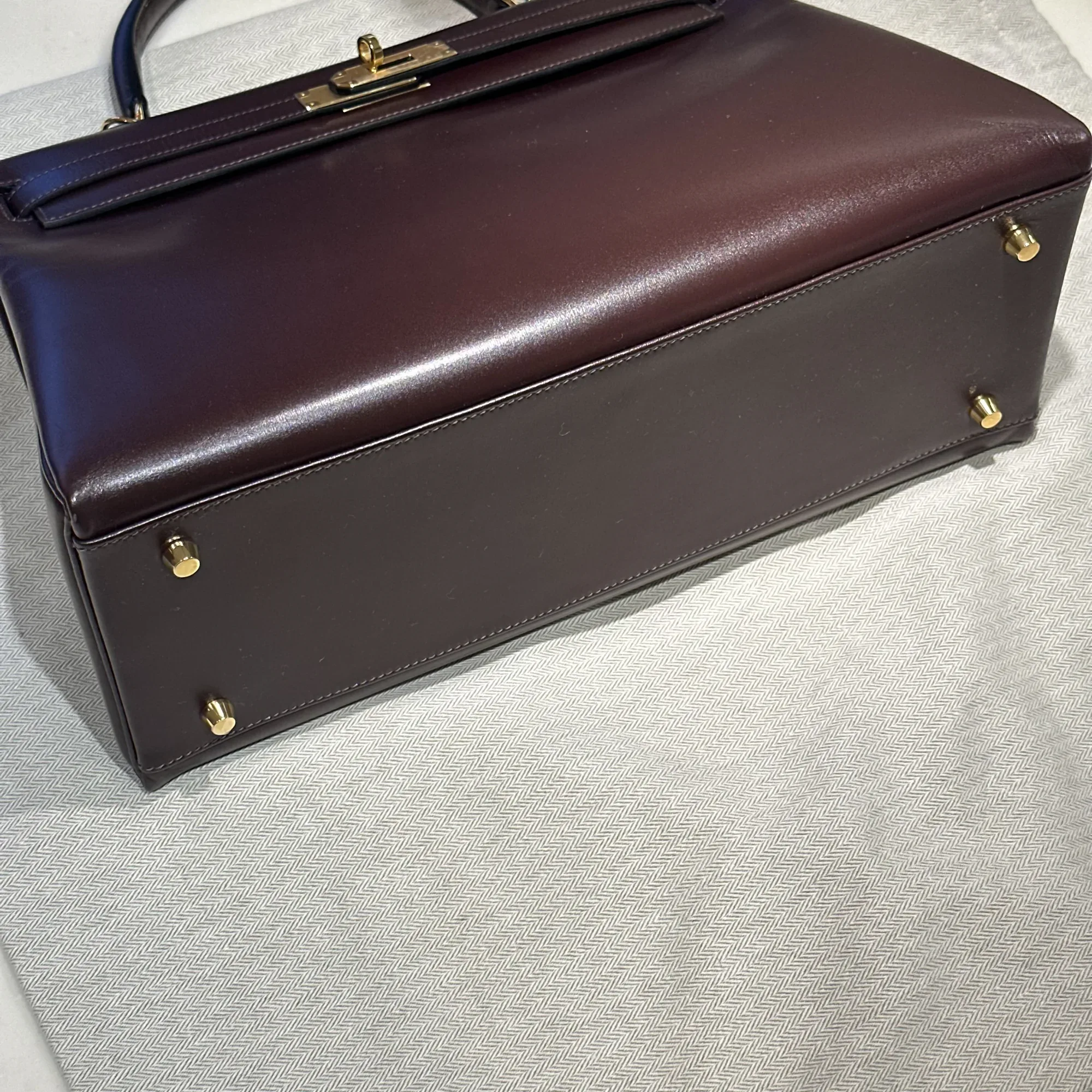 Hermes Kelly 35 Box Leather Rouge Ash GHW миниатюра 8
