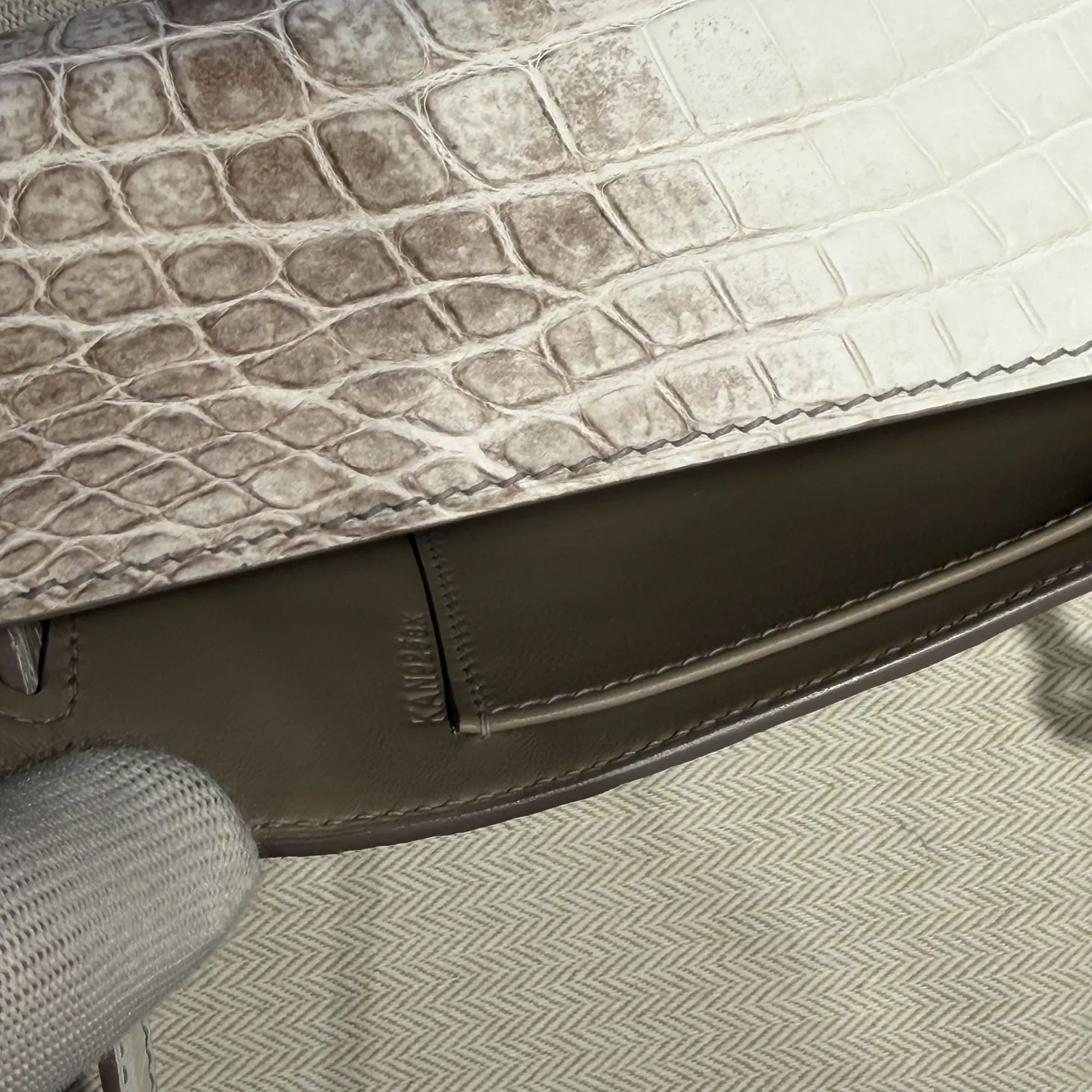 Hermes Kelly Cut Himalaya Crocodile Leather PHW миниатюра 3