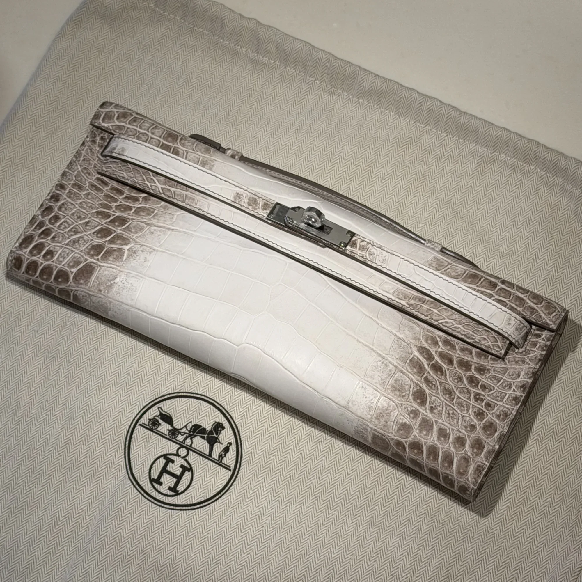 Hermes Kelly Cut Himalaya Crocodile Leather PHW