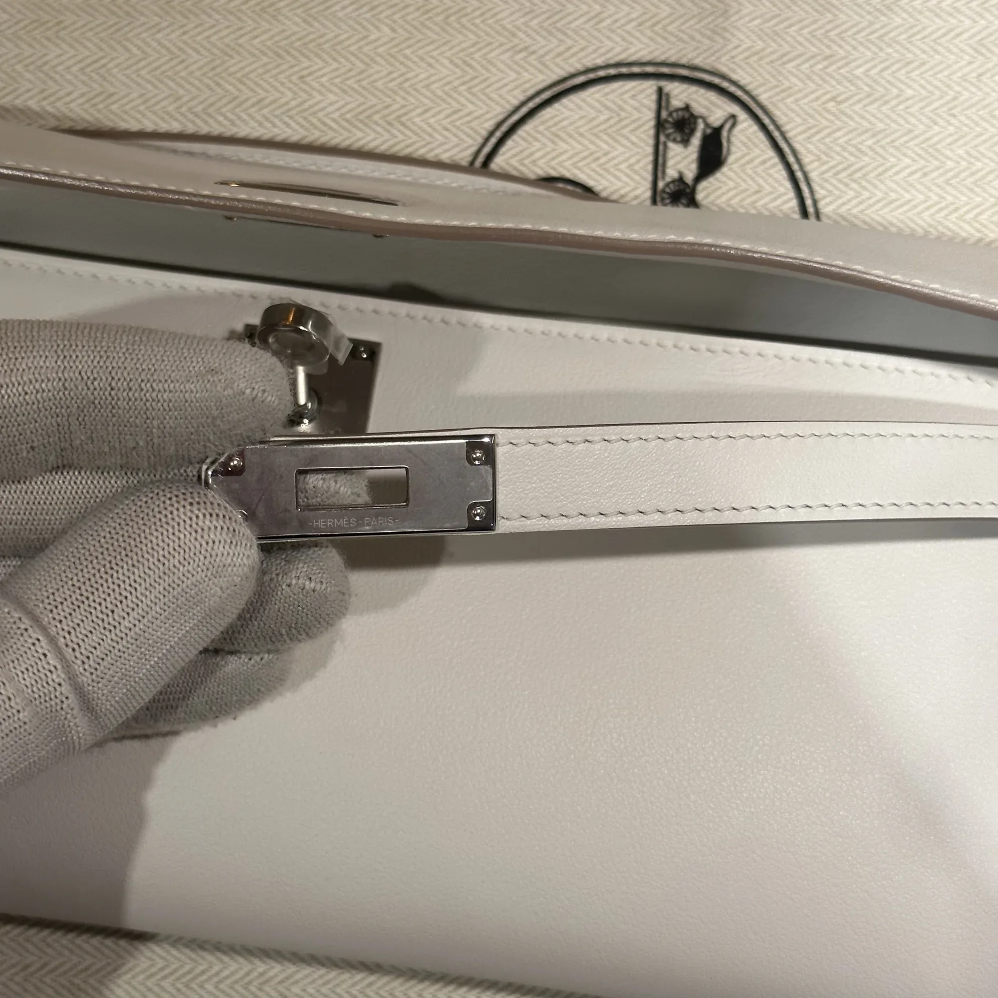 Hermes Kelly Cut Swift Leather White миниатюра 7