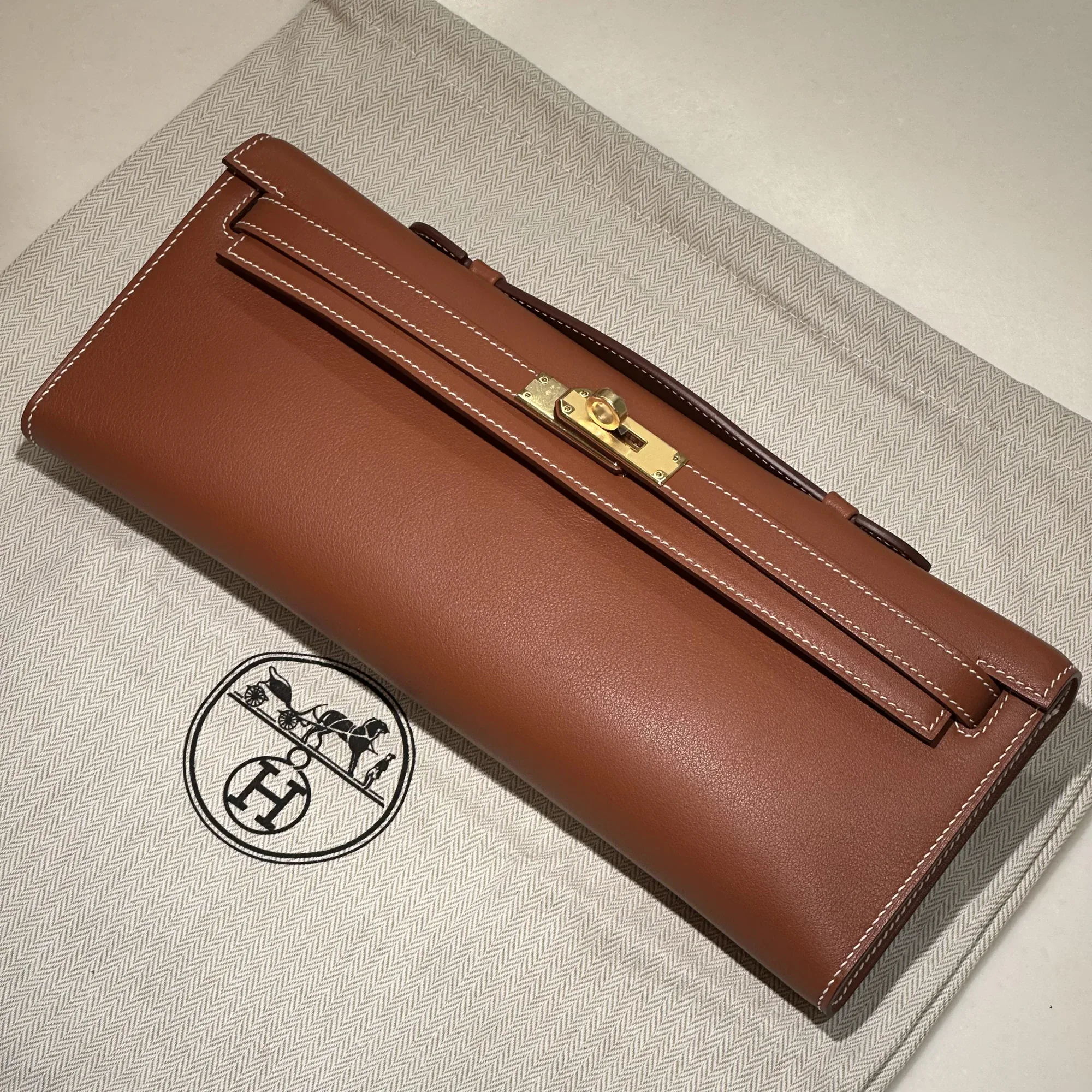 Hermes Kelly Cut Swift Leather Brown
