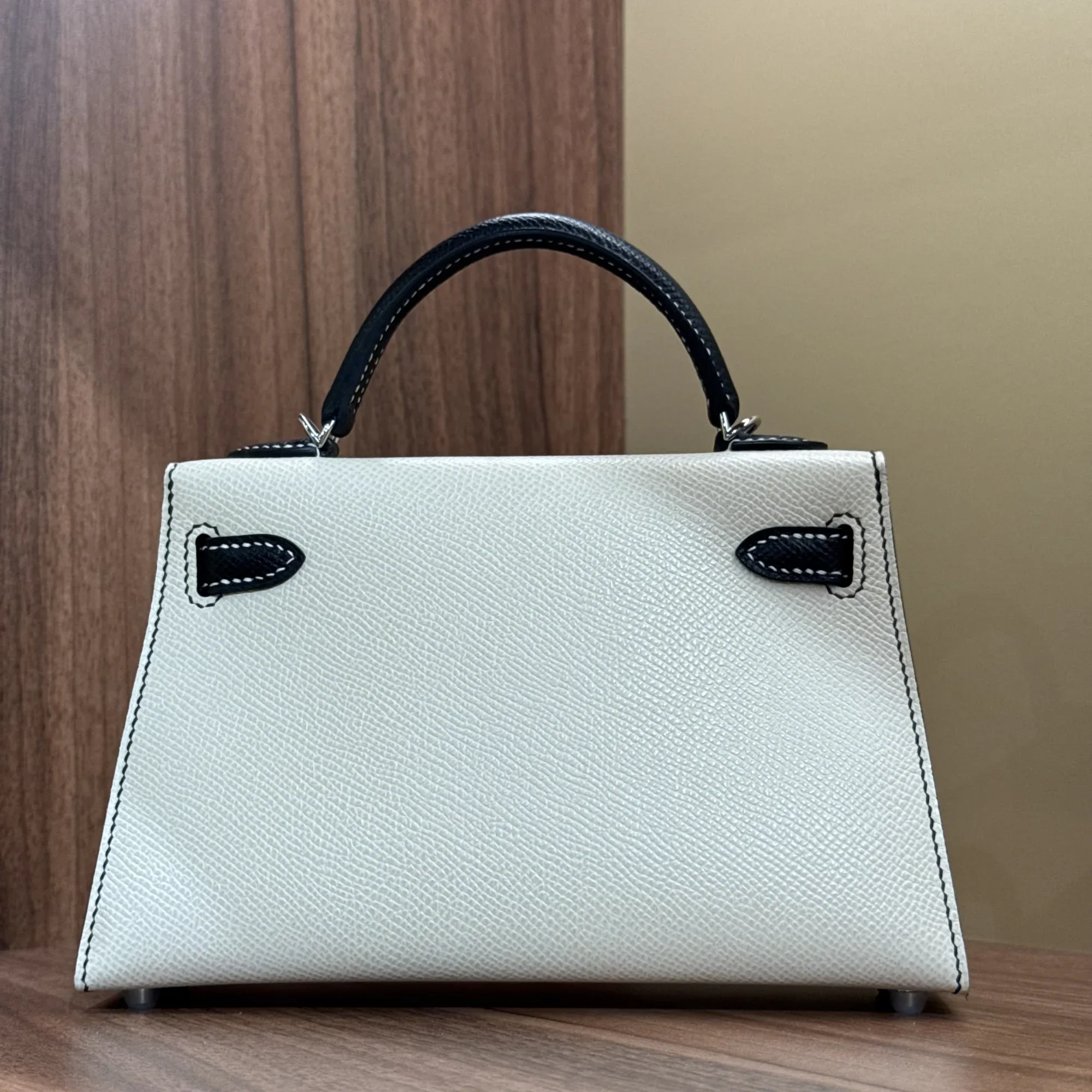 Hermes Kelly Pochette 20 White Epsom Leather PHW миниатюра 2