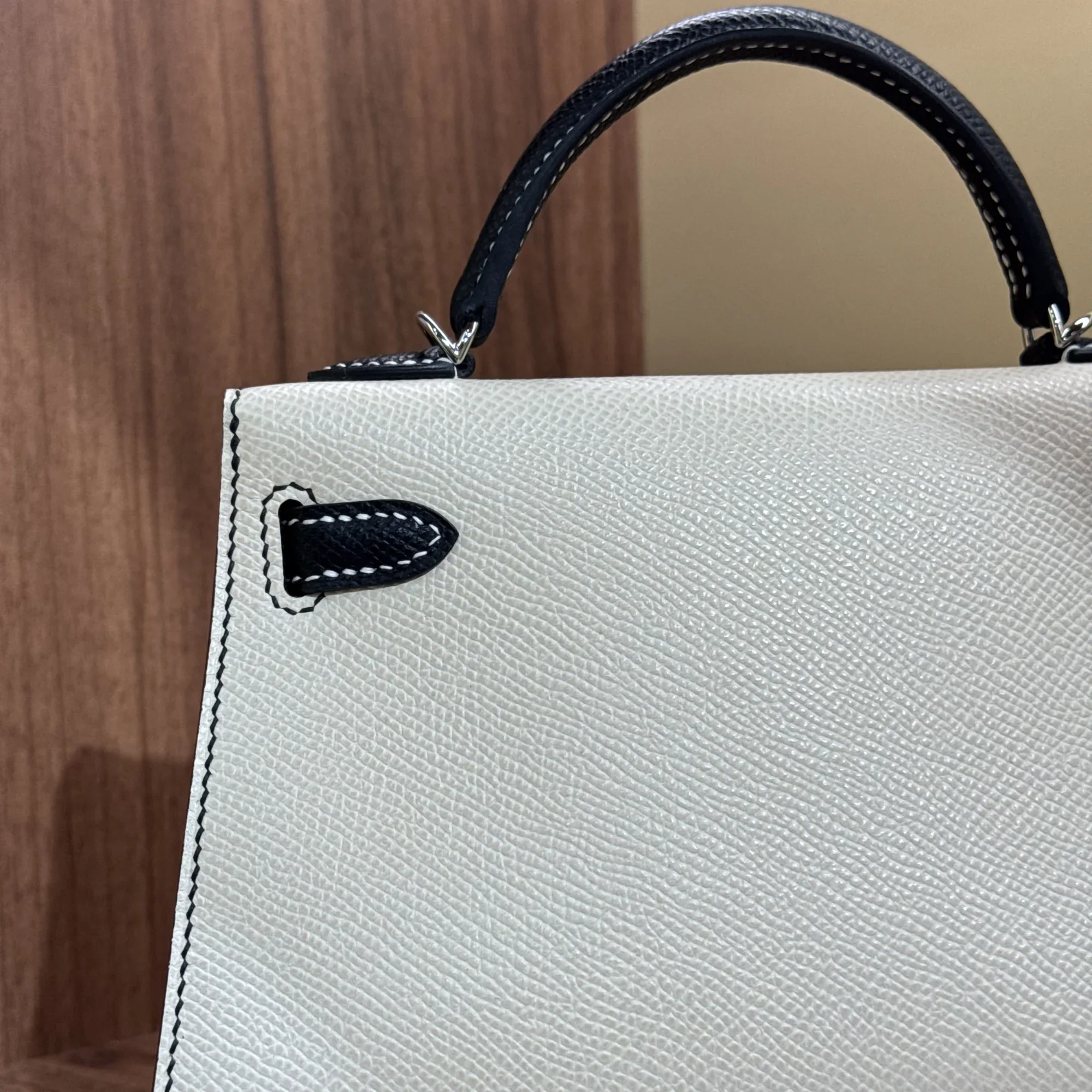 Hermes Kelly Pochette 20 White Epsom Leather PHW миниатюра 3