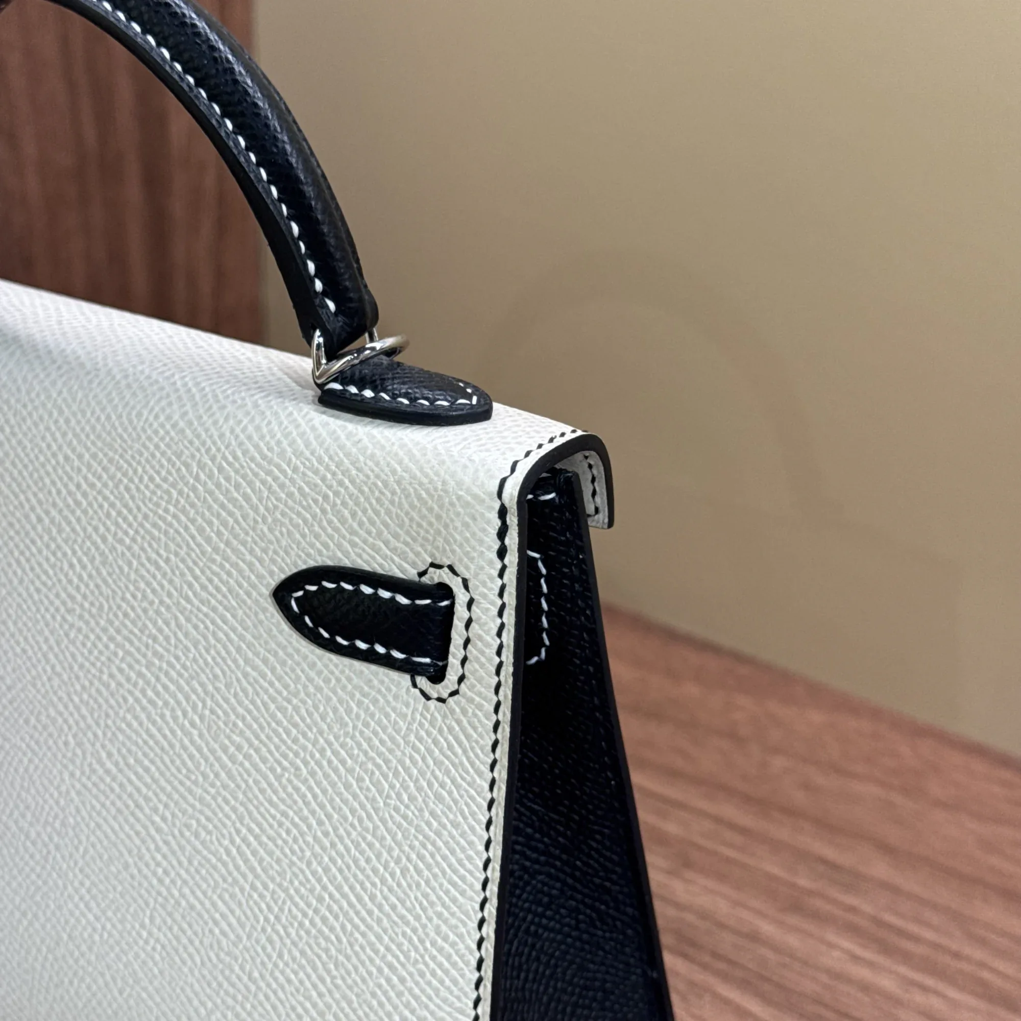 Hermes Kelly Pochette 20 White Epsom Leather PHW миниатюра 4