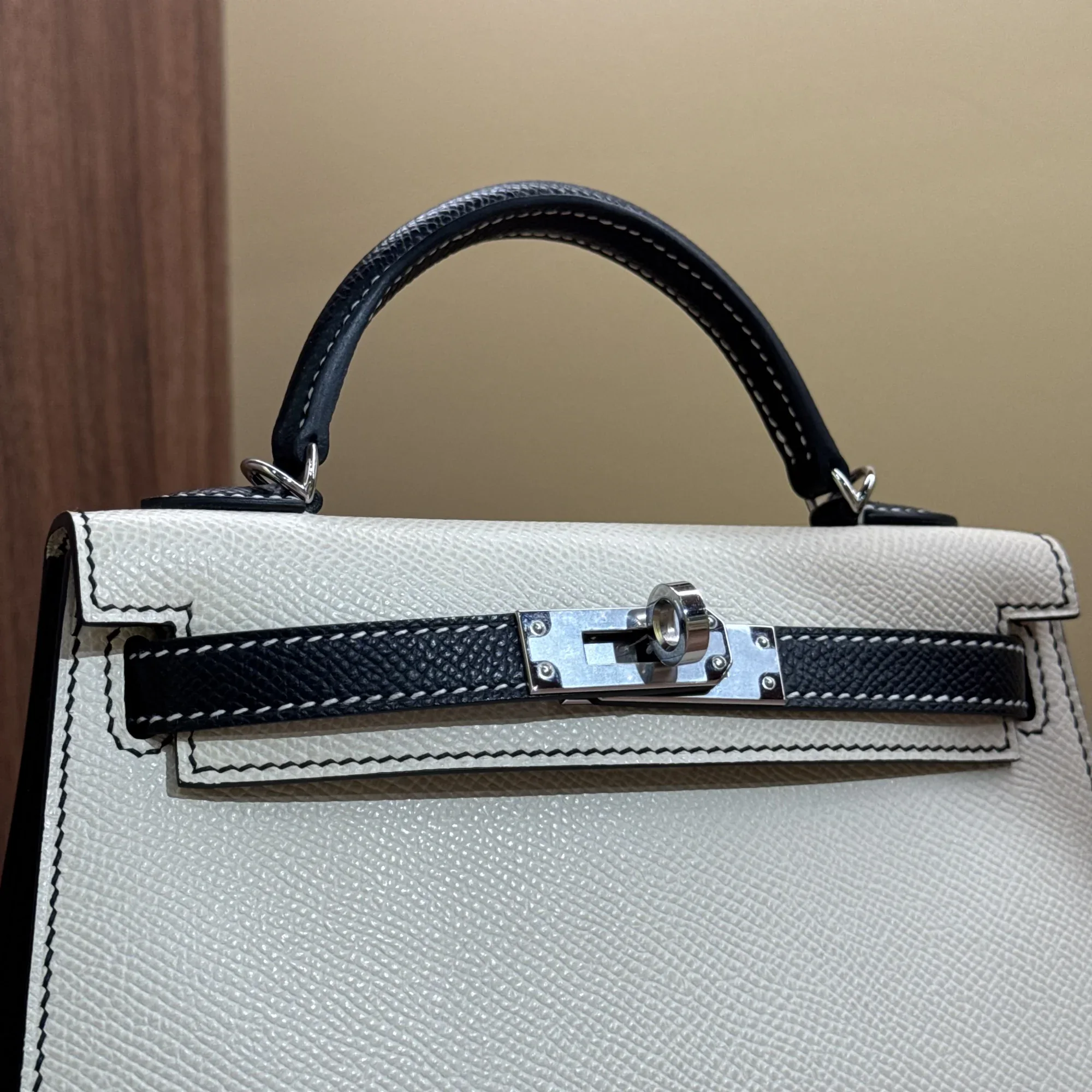 Hermes Kelly Pochette 20 White Epsom Leather PHW миниатюра 5