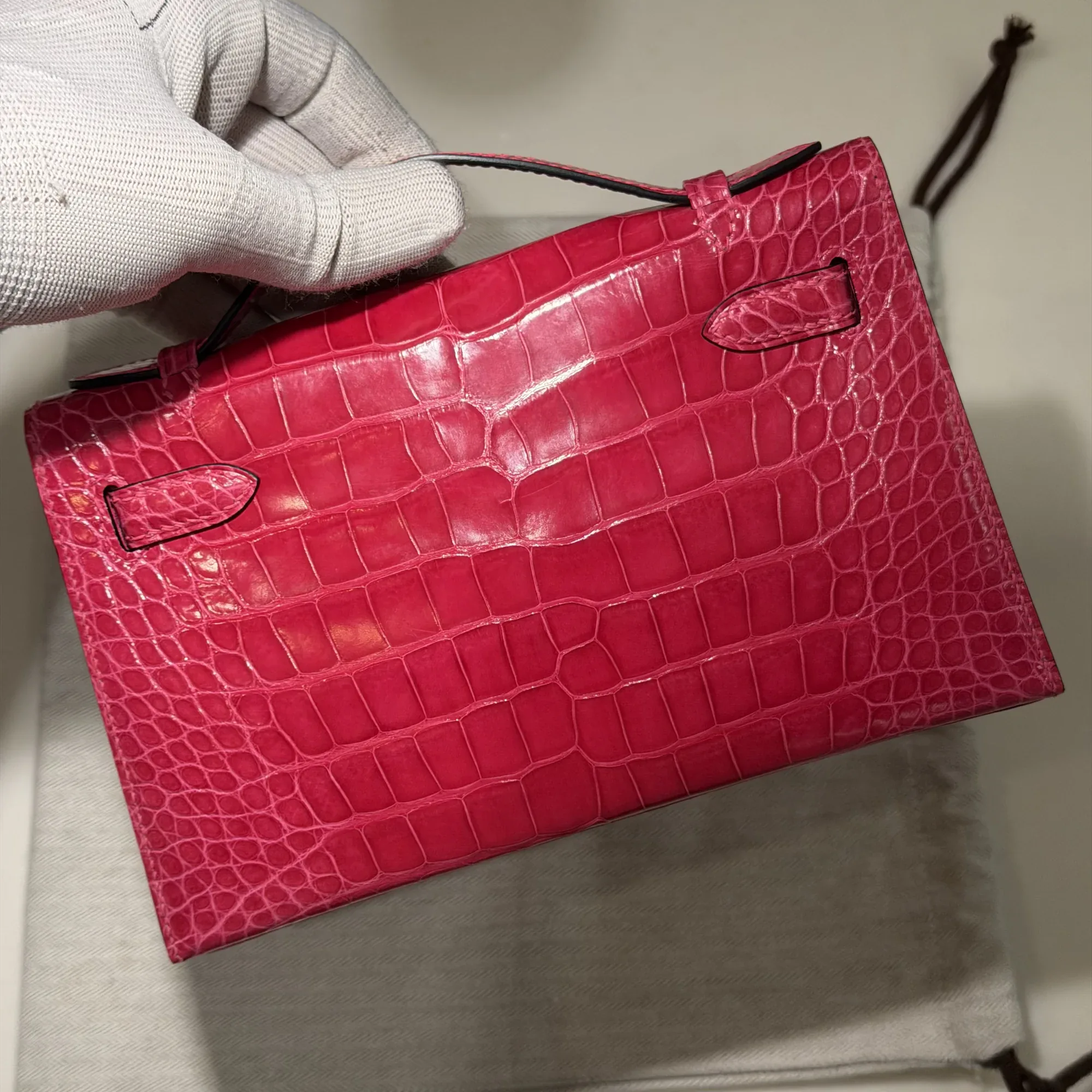 Hermes Kelly Pochette 22 Alligator Leather GHW миниатюра 7