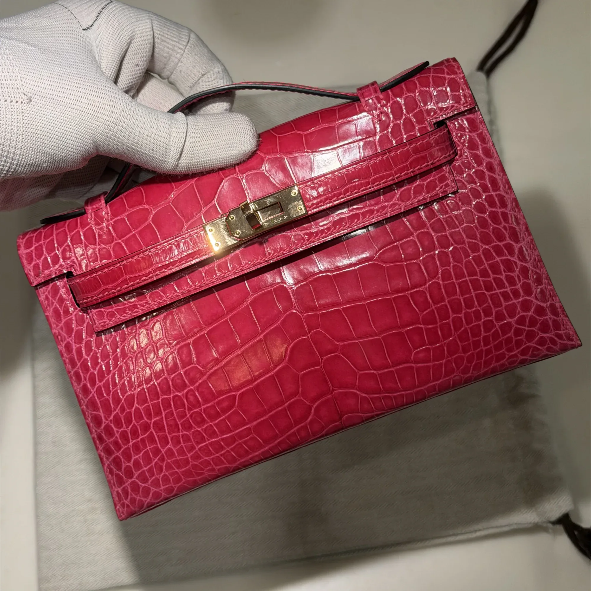 Hermes Kelly Pochette 22 Alligator Leather GHW миниатюра 8