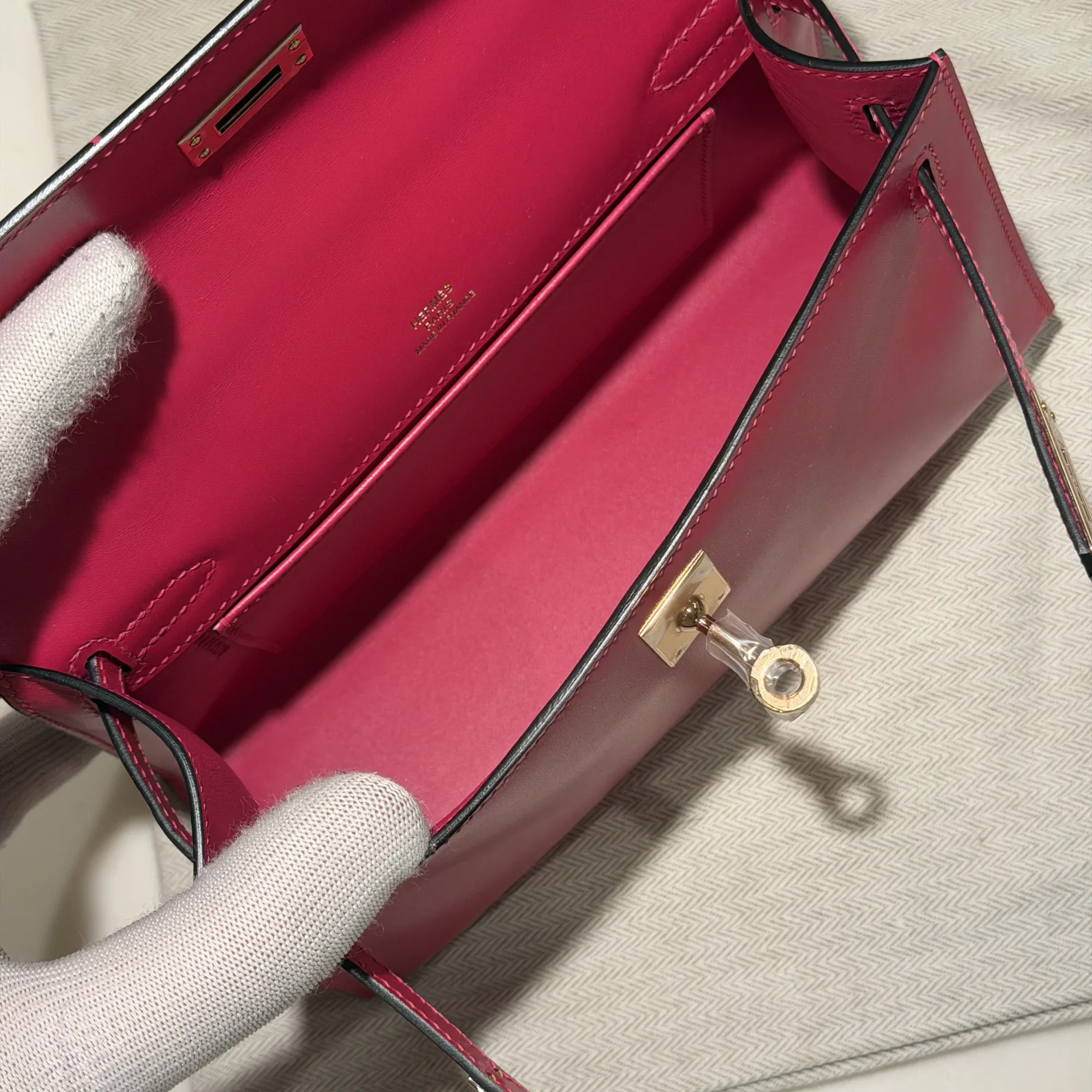 Hermes Kelly Pochette 22 Chèvre Leather GHW миниатюра 5