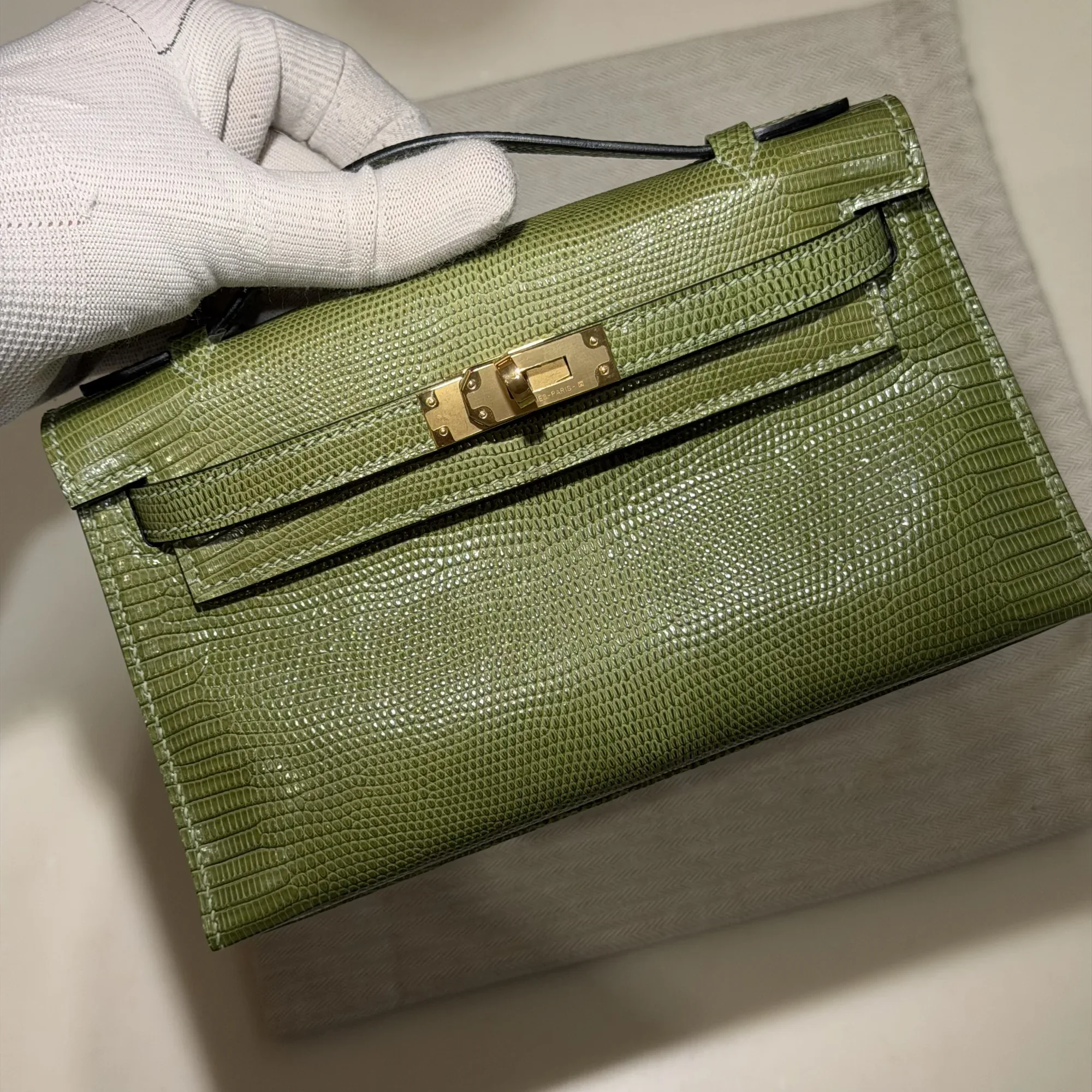 Hermes Kelly Pochette 22 Lizard Leather GHW миниатюра 8