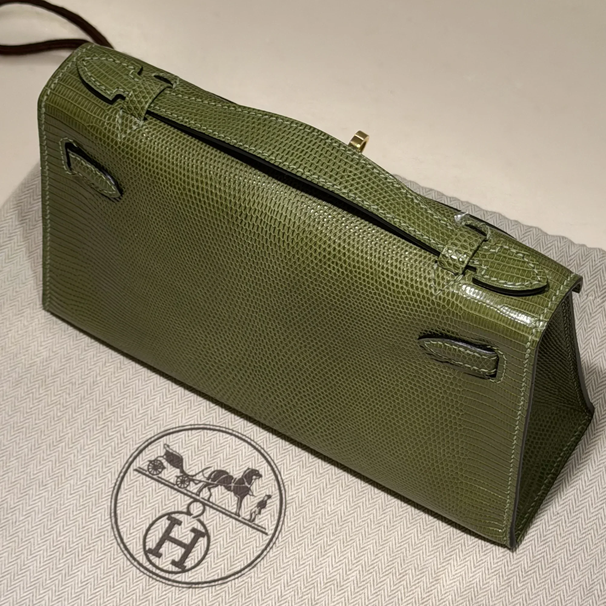 Hermes Kelly Pochette 22 Lizard Leather GHW миниатюра 2