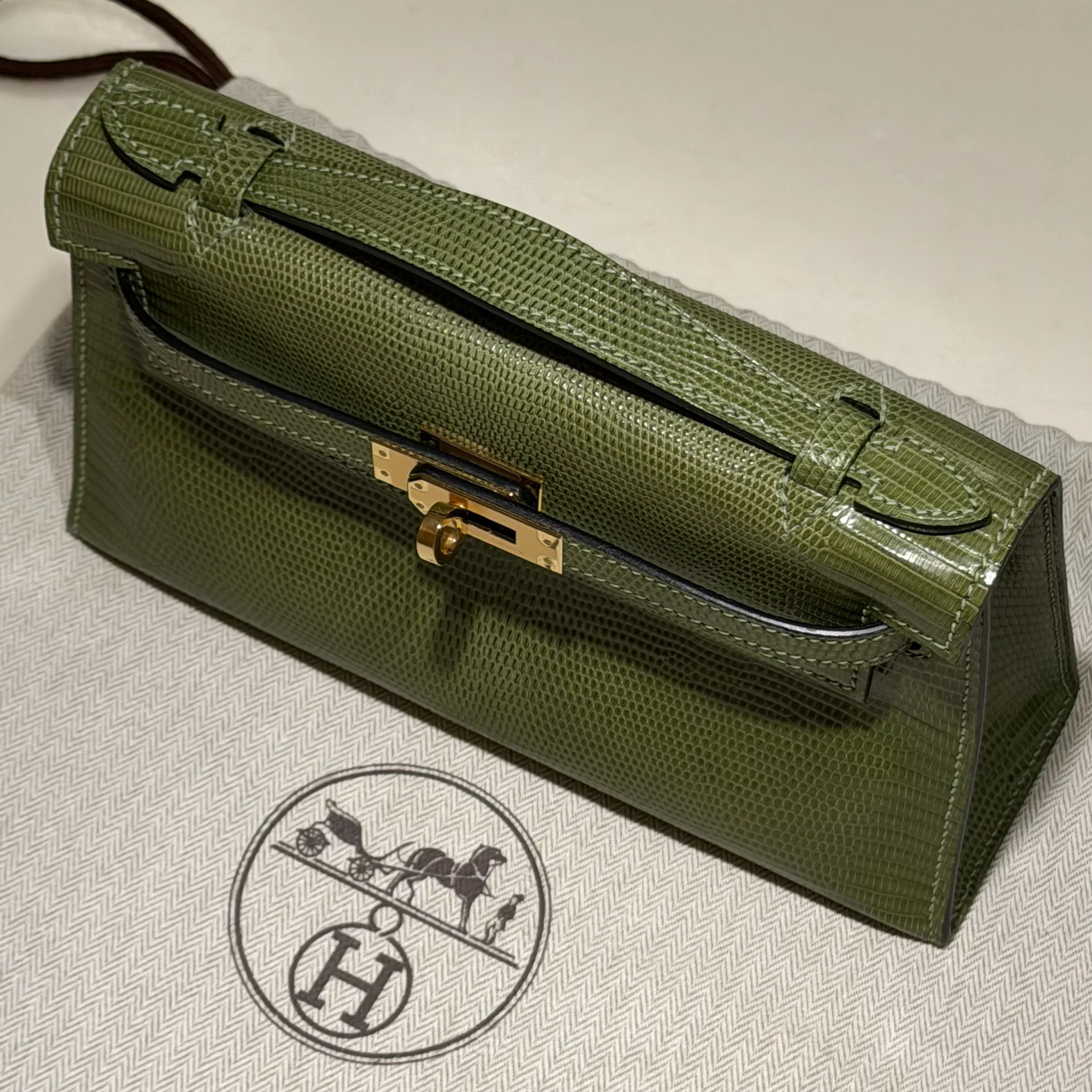 Hermes Kelly Pochette 22 Lizard Leather GHW